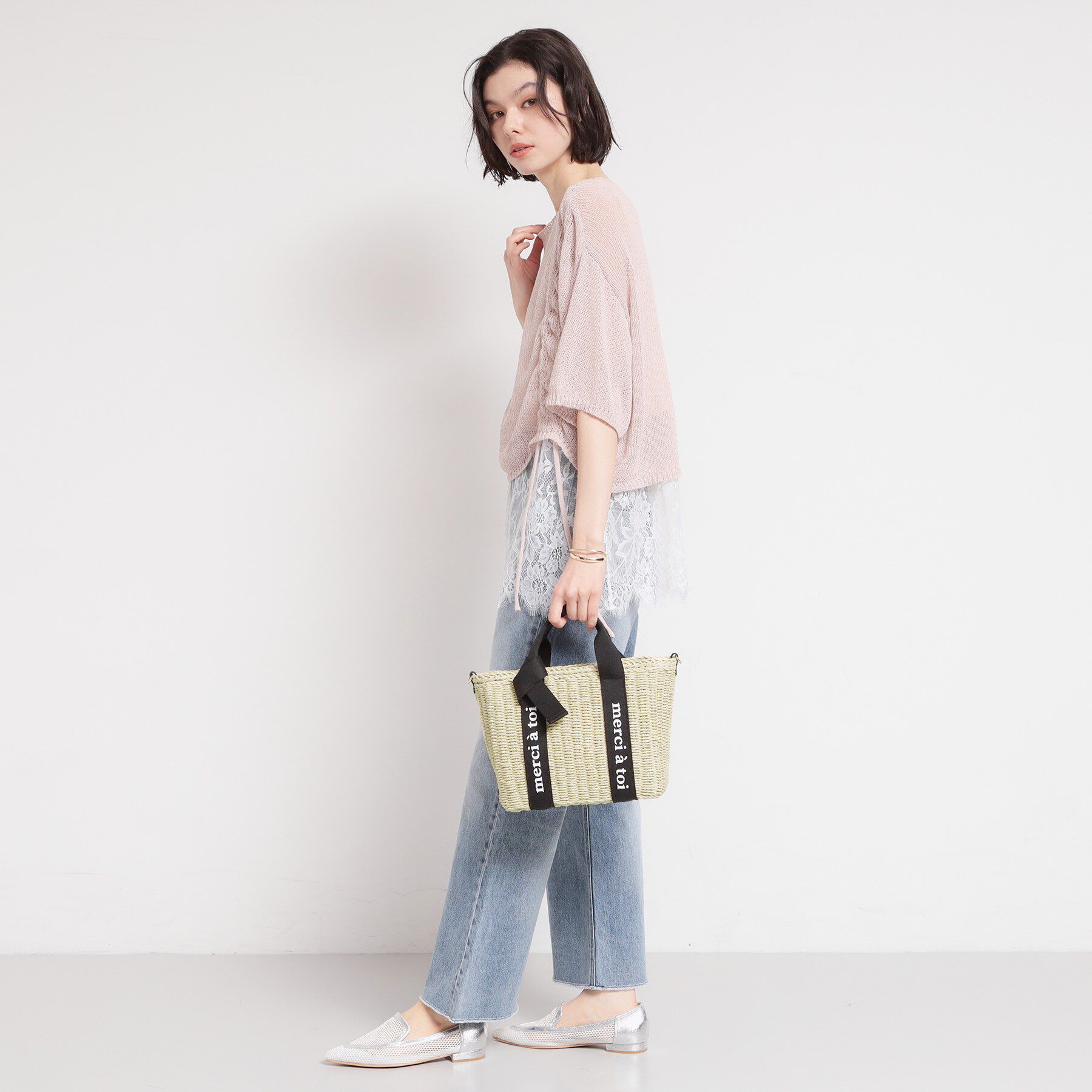 THE SHOP TK「ロゴ雑材バッグ」|ハンドバッグ|