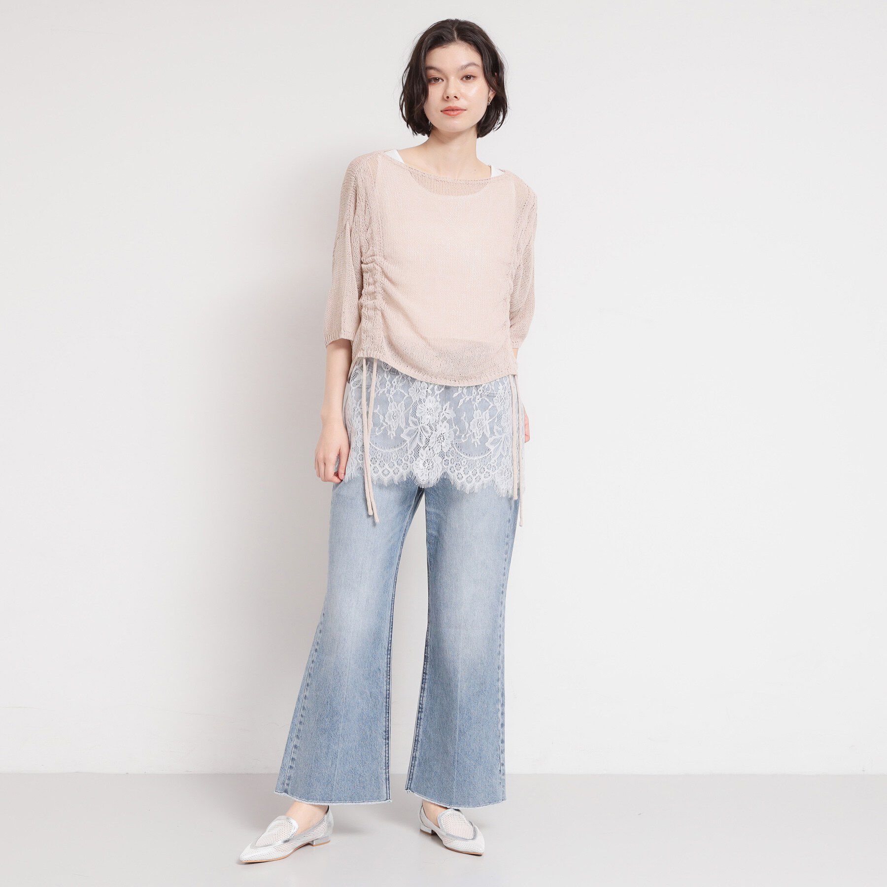 THE SHOP TK「軽やかなレイヤードスタイルに ドロストメッシュニット」|ニット・セーター|
