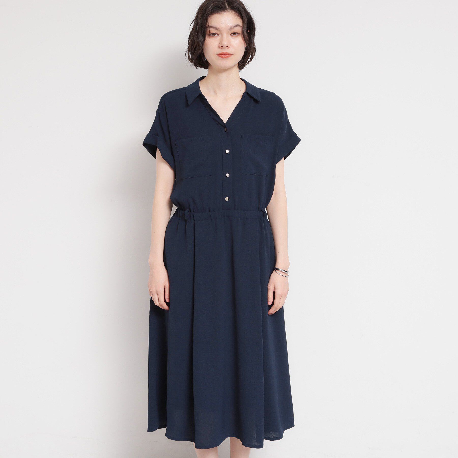 THE SHOP TK「【S-XL/ひんやり/防しわ】欲しいが詰まった 上品フィット＆フレアワンピース」|ワンピース|