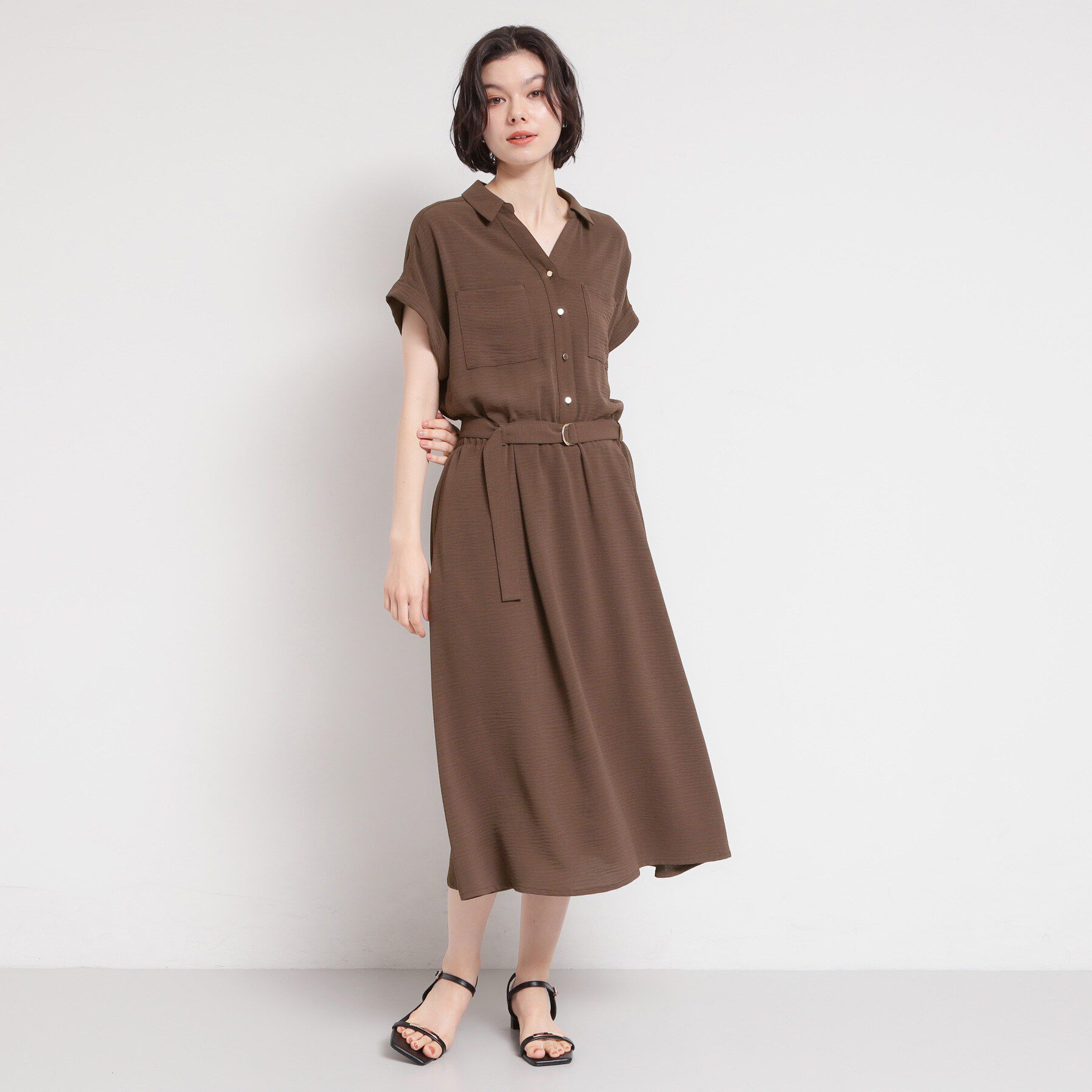 THE SHOP TK「【S-XL/ひんやり/防しわ】欲しいが詰まった 上品フィット＆フレアワンピース」|ワンピース|