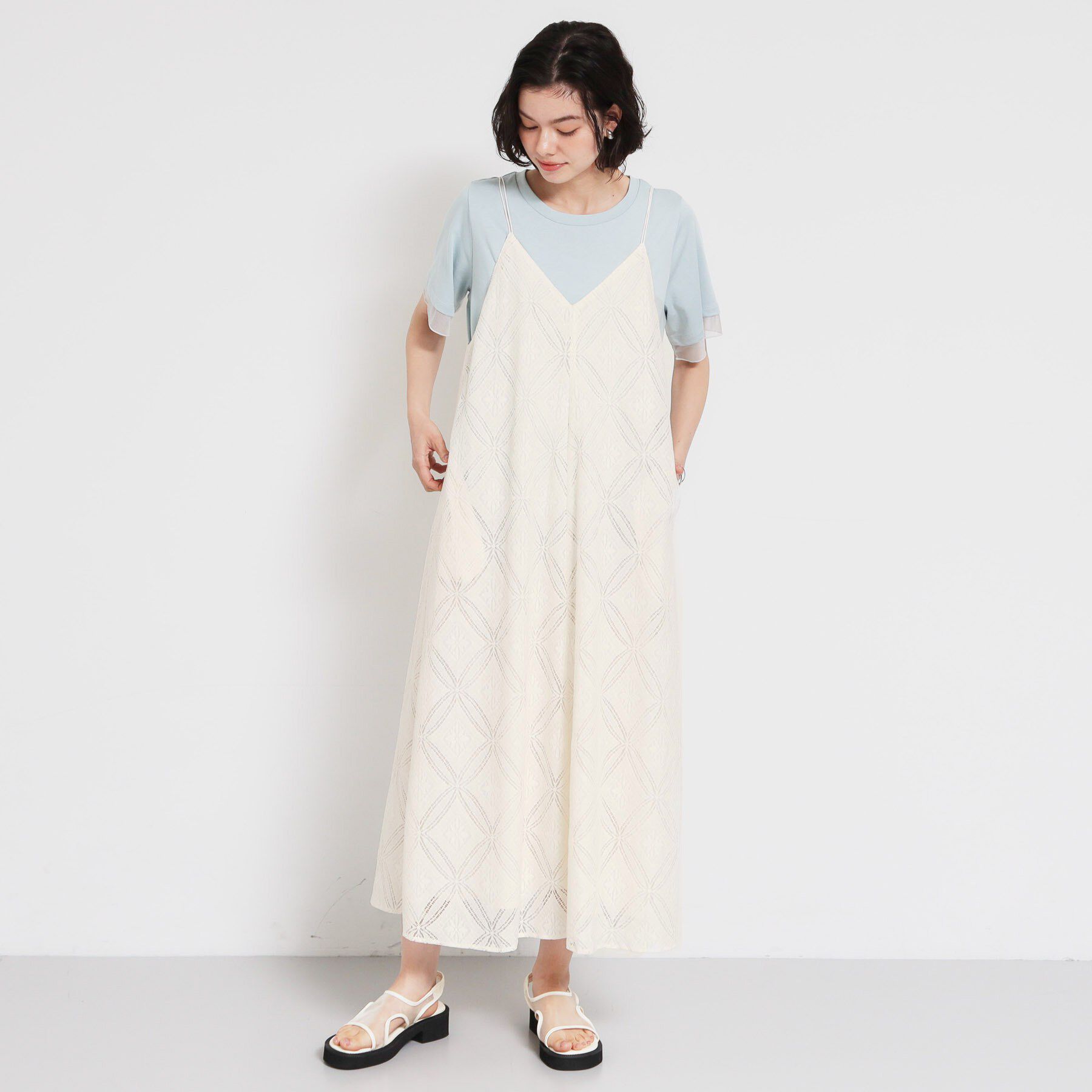 THE SHOP TK「ほんのり品の良い甘さ レースキャミワンピース」|ワンピース|