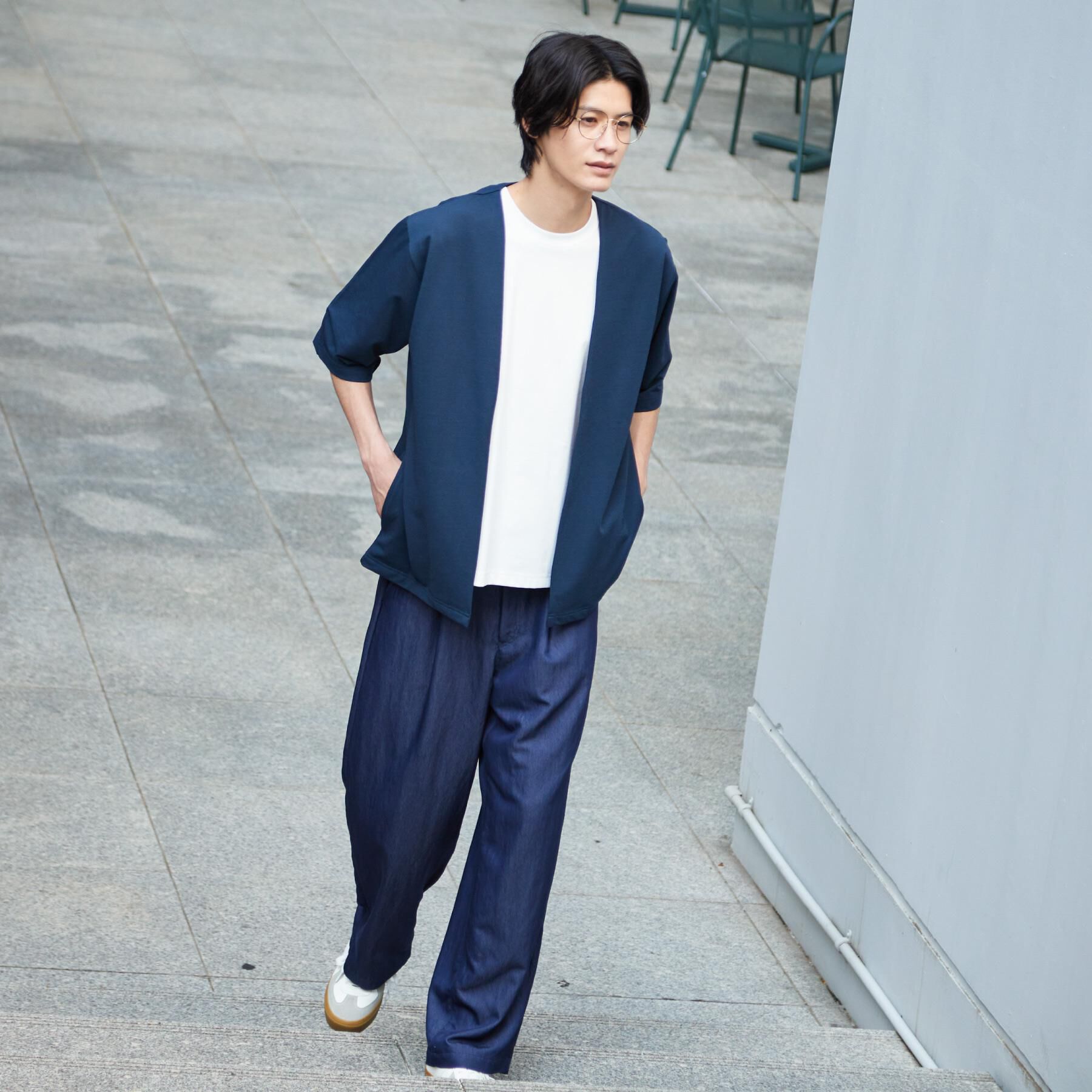 THE SHOP TK「メッシュ五分袖カーディガン＋半袖Tシャツ セットアイテム 洗濯機OK」|カーディガン|