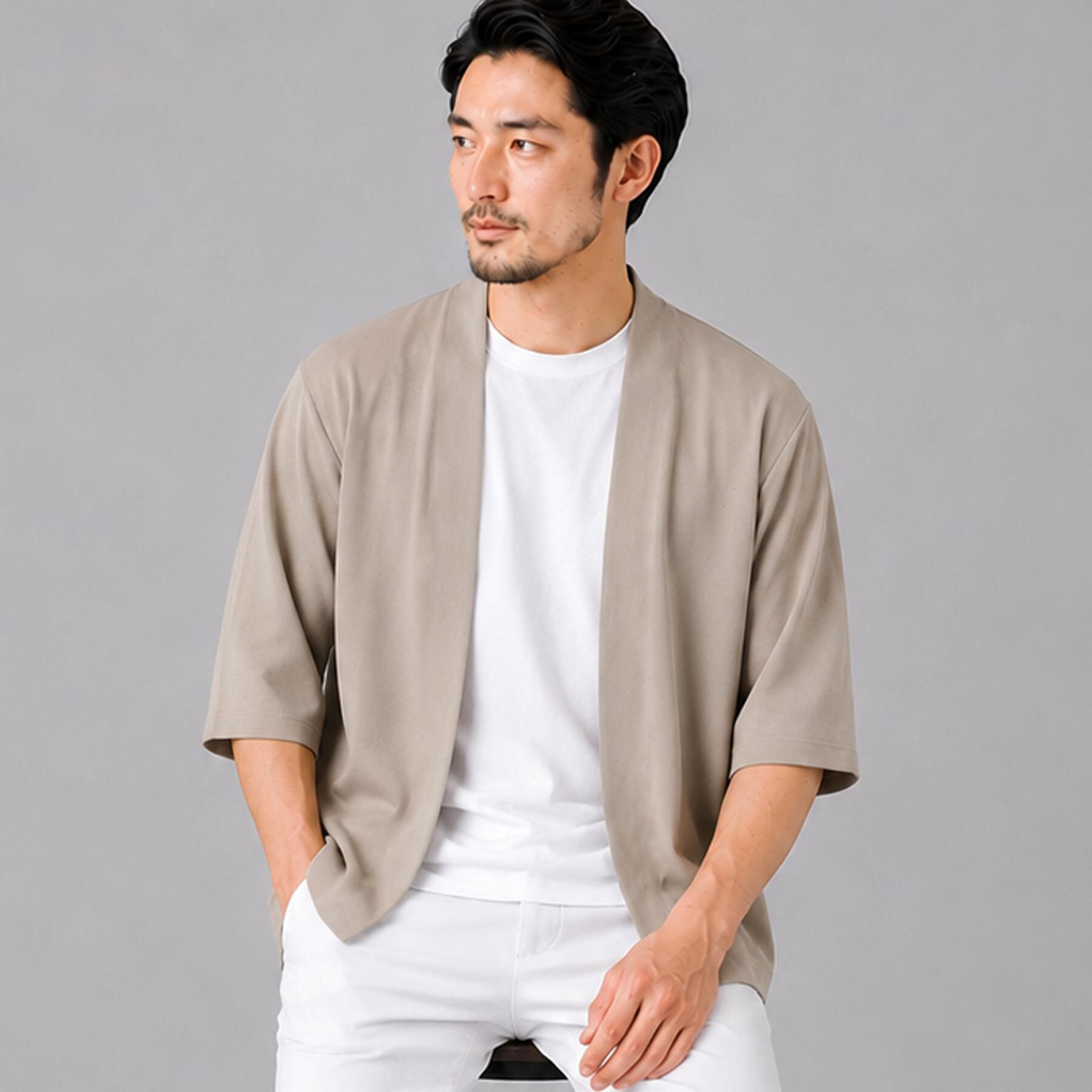 THE SHOP TK「メッシュ五分袖カーディガン＋半袖Tシャツ セットアイテム 洗濯機OK」|カーディガン|