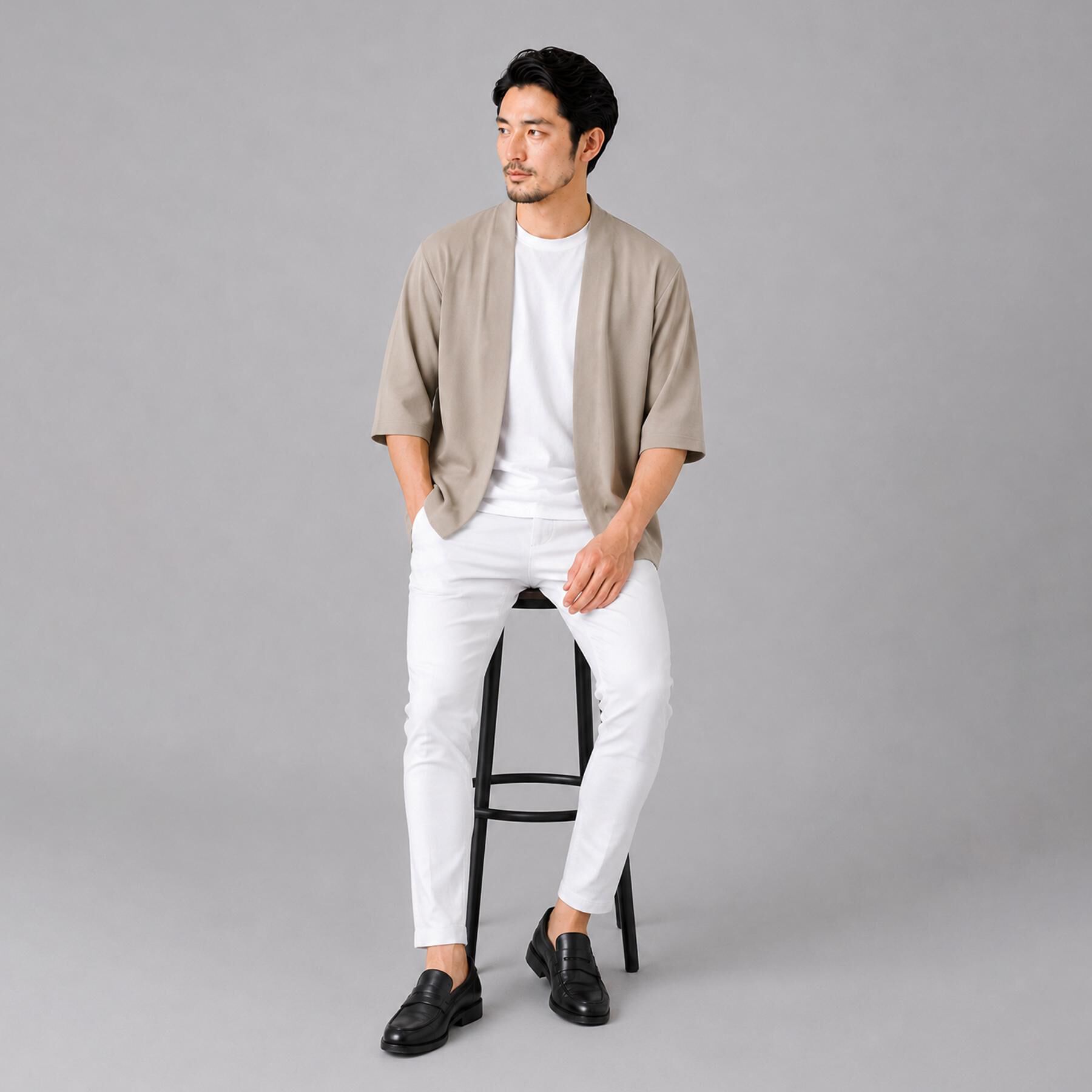THE SHOP TK「メッシュ五分袖カーディガン＋半袖Tシャツ セットアイテム 洗濯機OK」|カーディガン|