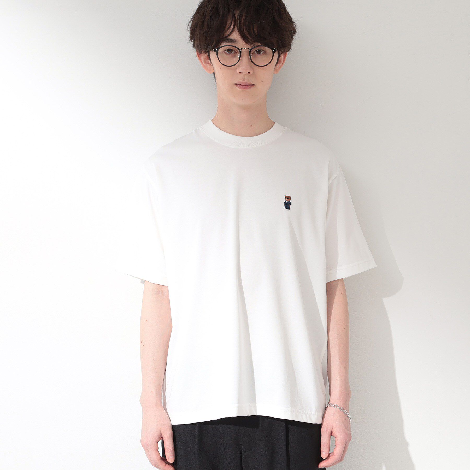 THE SHOP TK「クマ刺繍 半袖Tシャツ 洗濯機OK」|Tシャツ・カットソー|