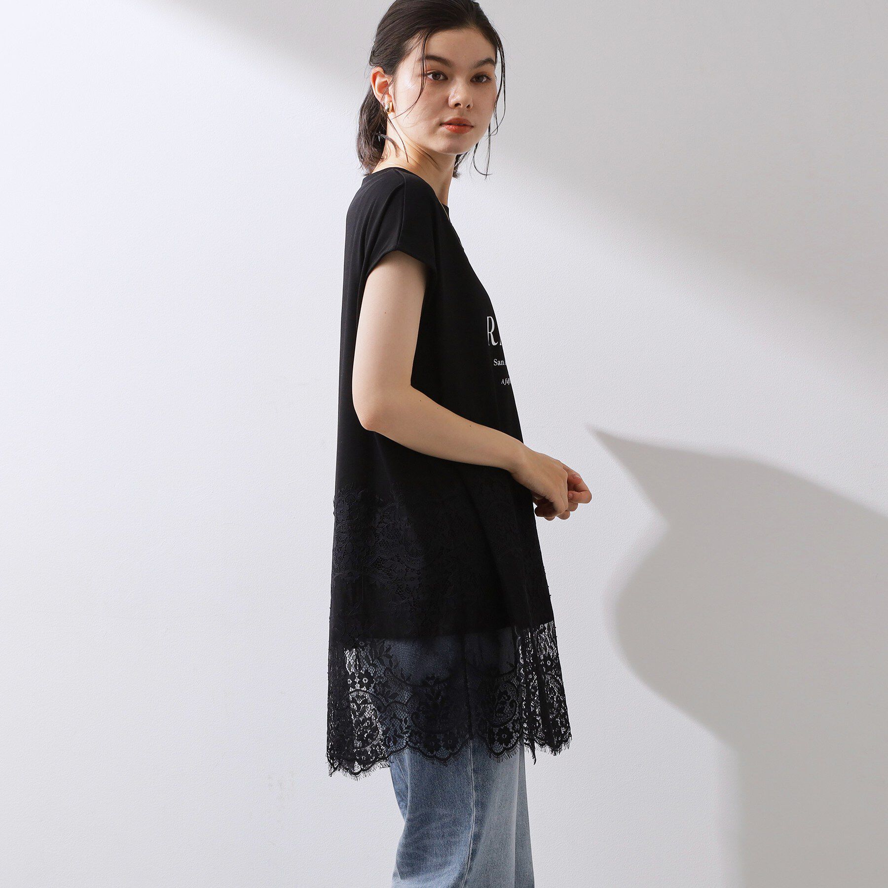 THE SHOP TK「レース切替 ロングTシャツ」|Tシャツ・カットソー|