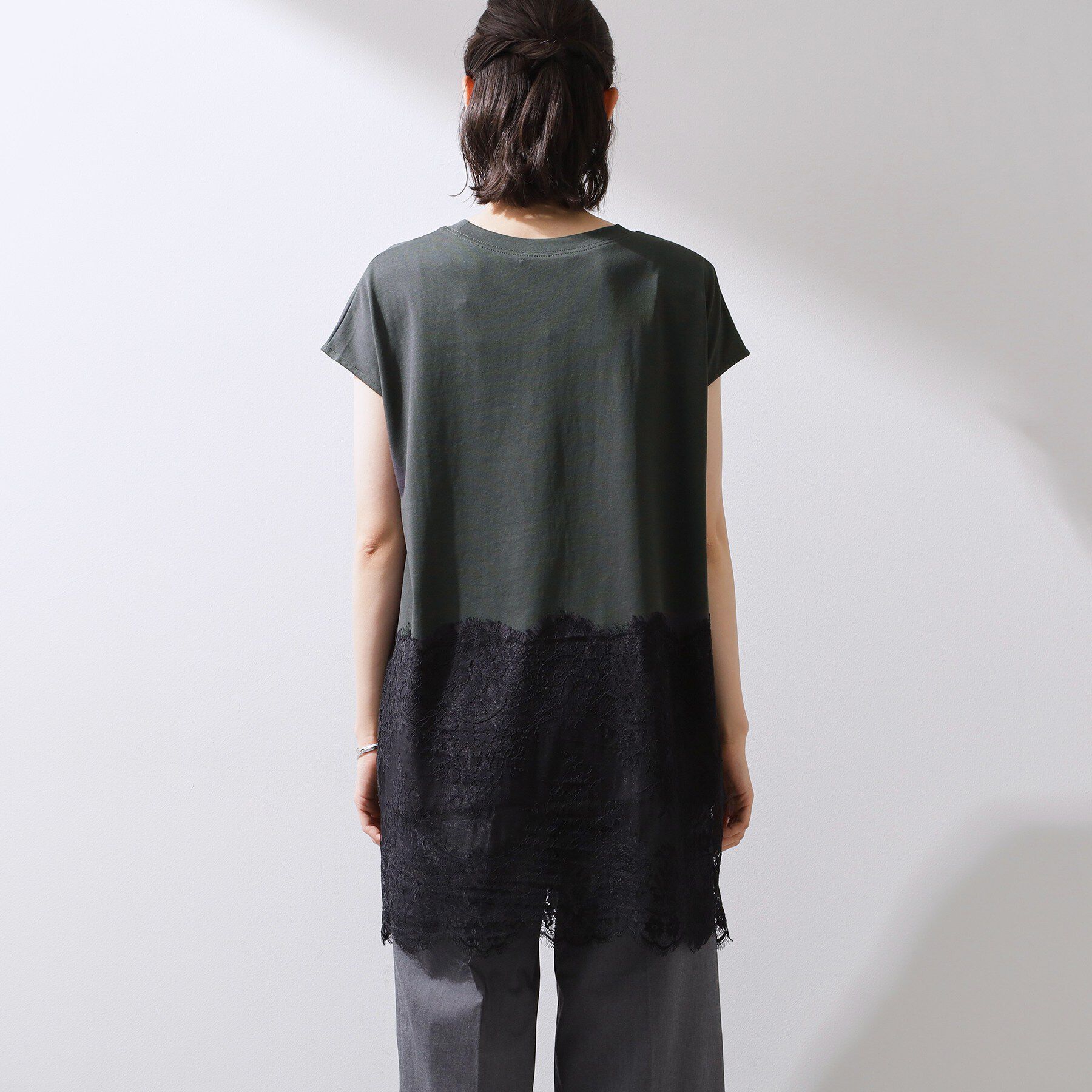 THE SHOP TK「レース切替 ロングTシャツ」|Tシャツ・カットソー|
