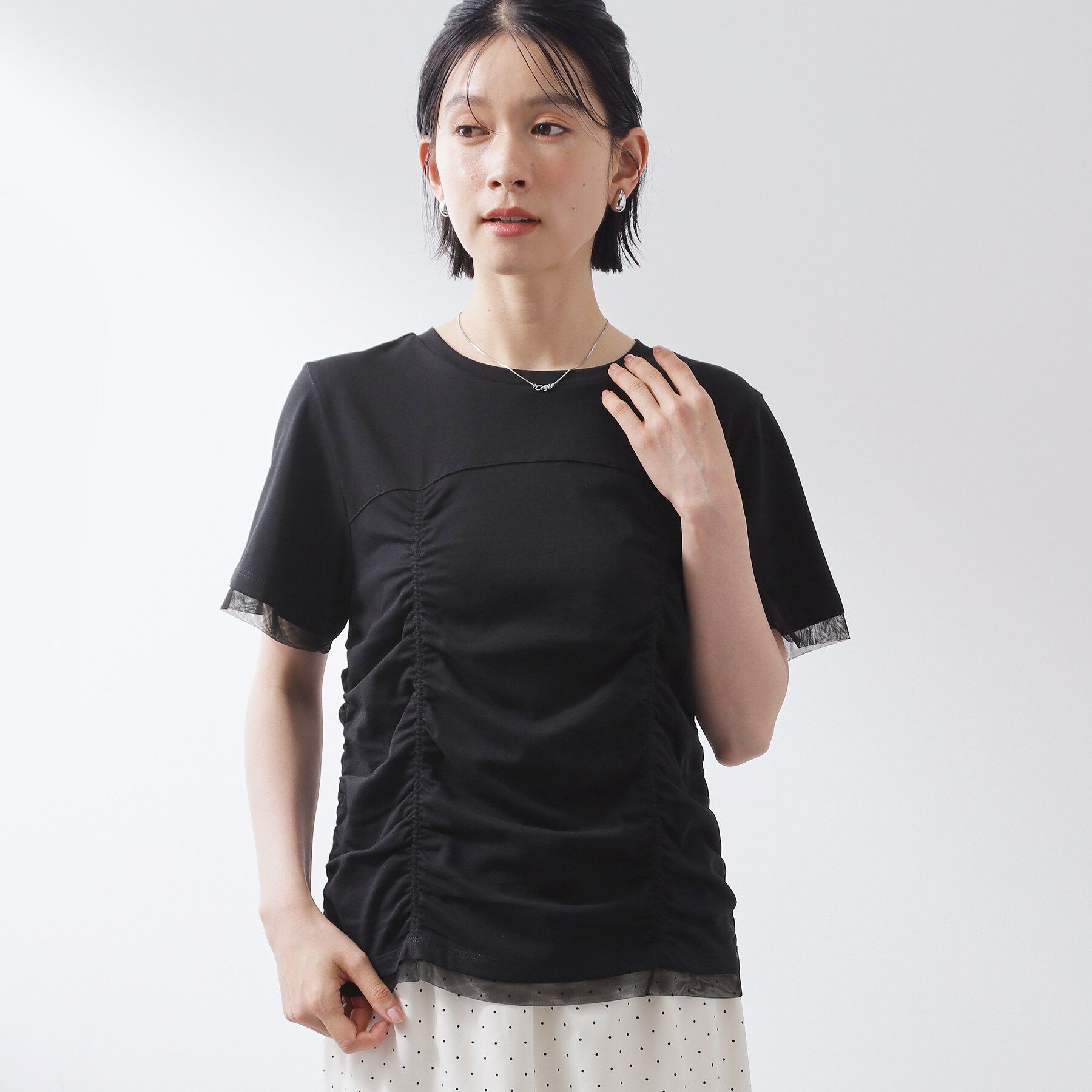 THE SHOP TK「【ひんやり】シャーリングデザインカットソー」|Tシャツ・カットソー|