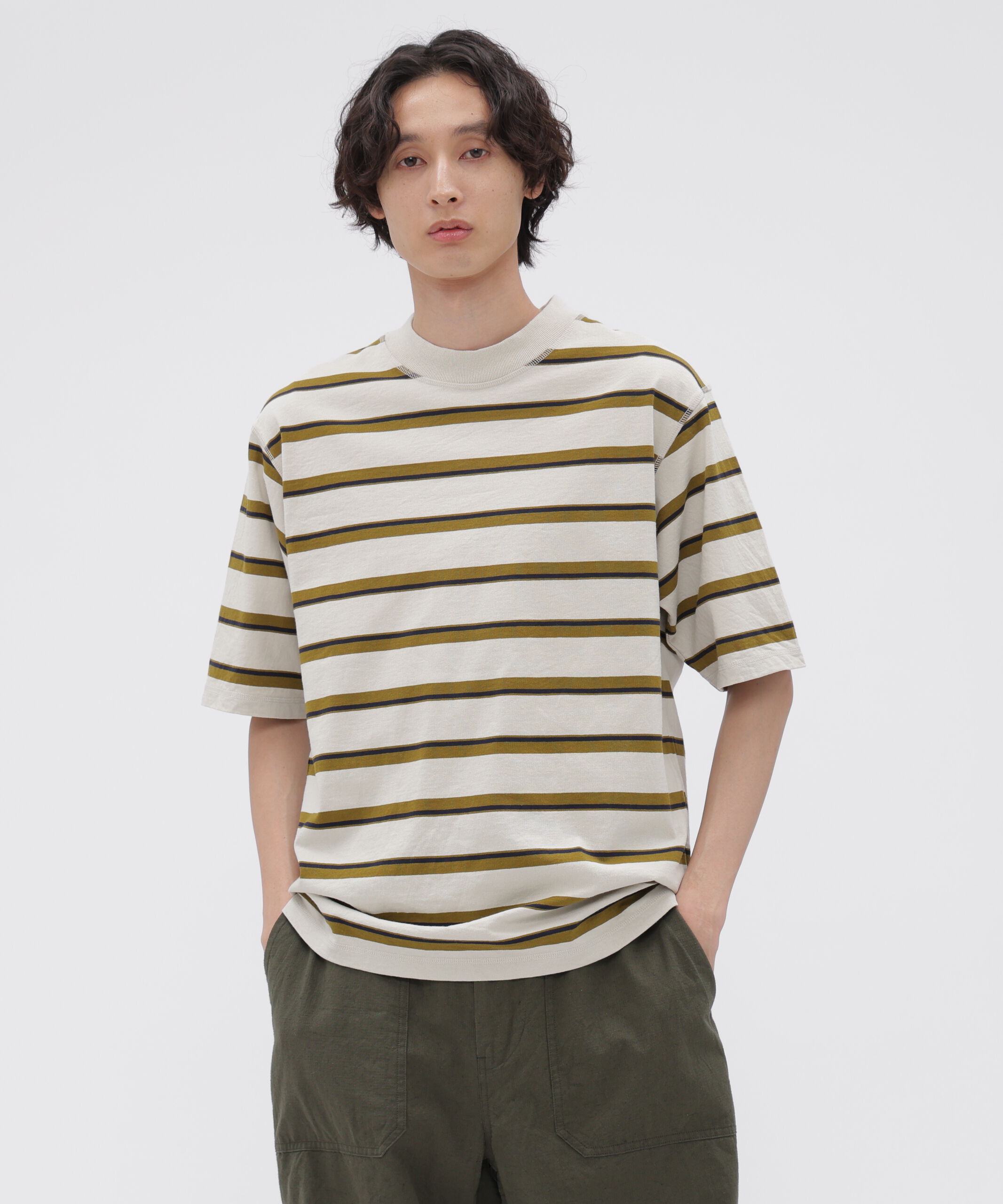 MHL.「OUTLINE STRIPE JERSEY TOP」|Tシャツ・カットソー|IVORY1