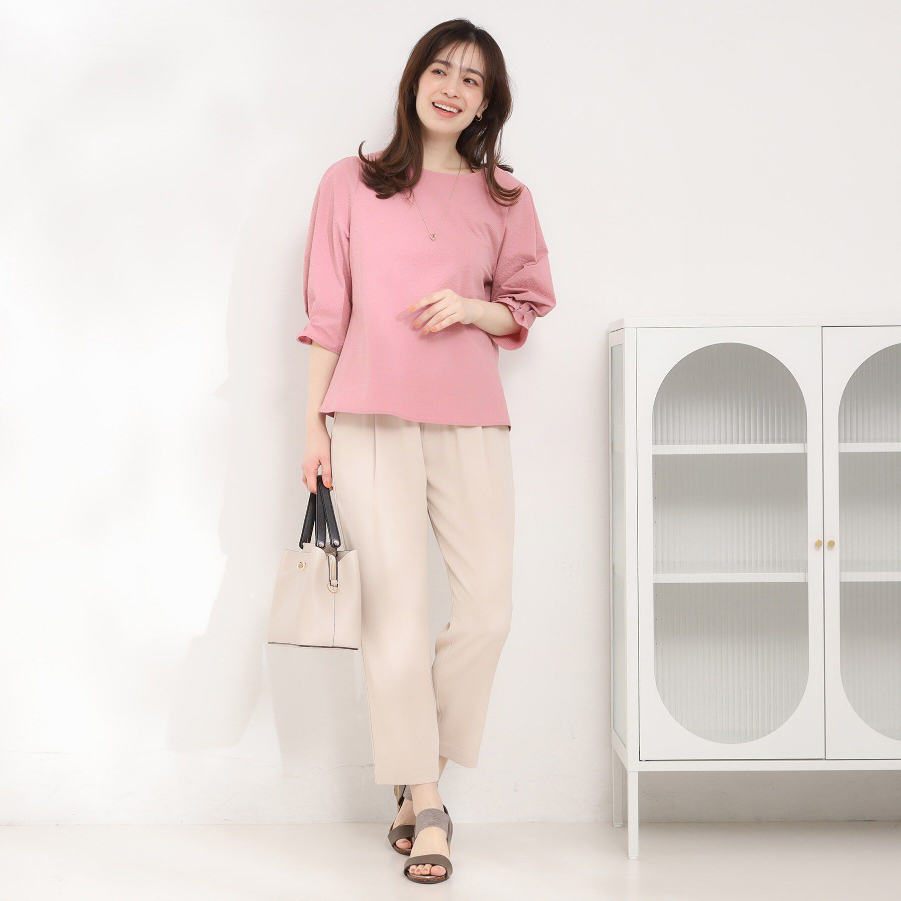 SHOO･LA･RUE「【洗濯機可/UV/3WAY】シルエットが変えられる ウエストリボンブラウス」|シャツ・ブラウス|