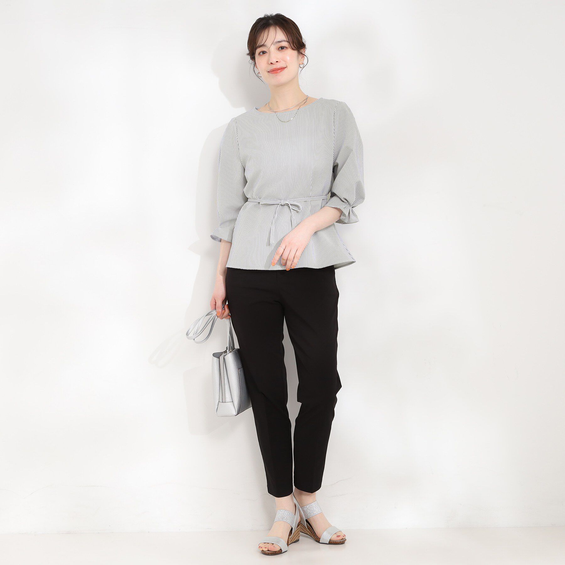 SHOO･LA･RUE「【洗濯機可/UV/3WAY】シルエットが変えられる ウエストリボンブラウス」|シャツ・ブラウス|