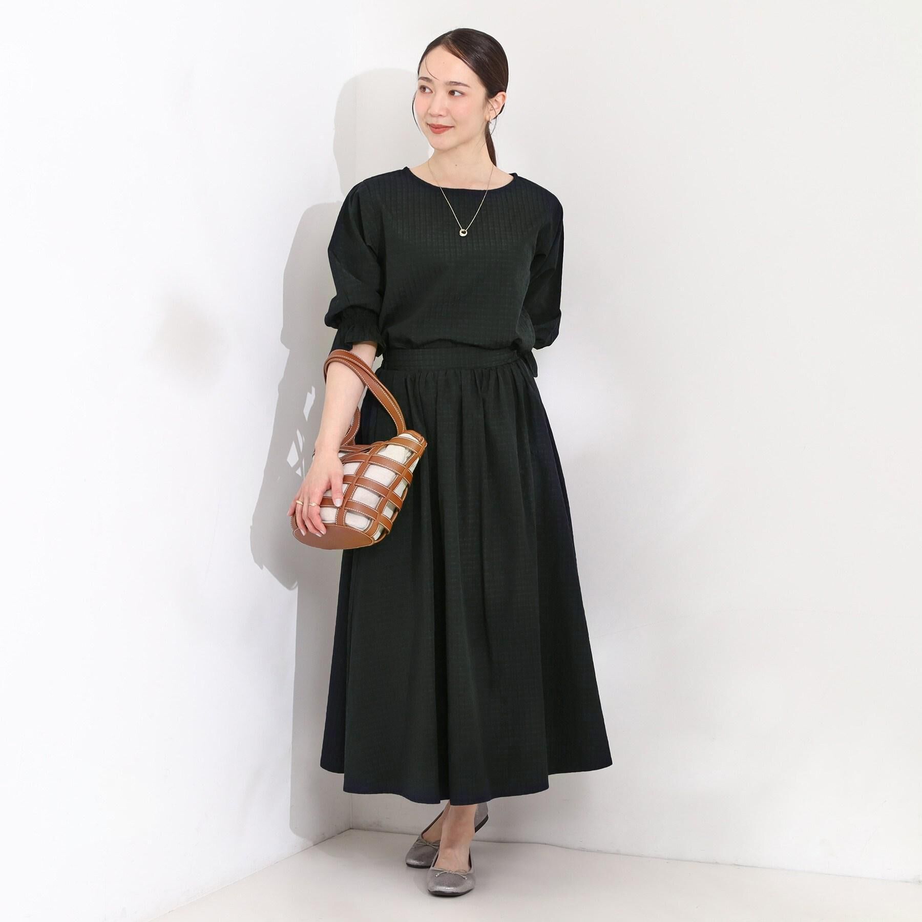 SHOO･LA･RUE「【セットアップ可/洗濯機可】上品チェックが好印象 ゆるさら6分袖ブラウス」|シャツ・ブラウス|