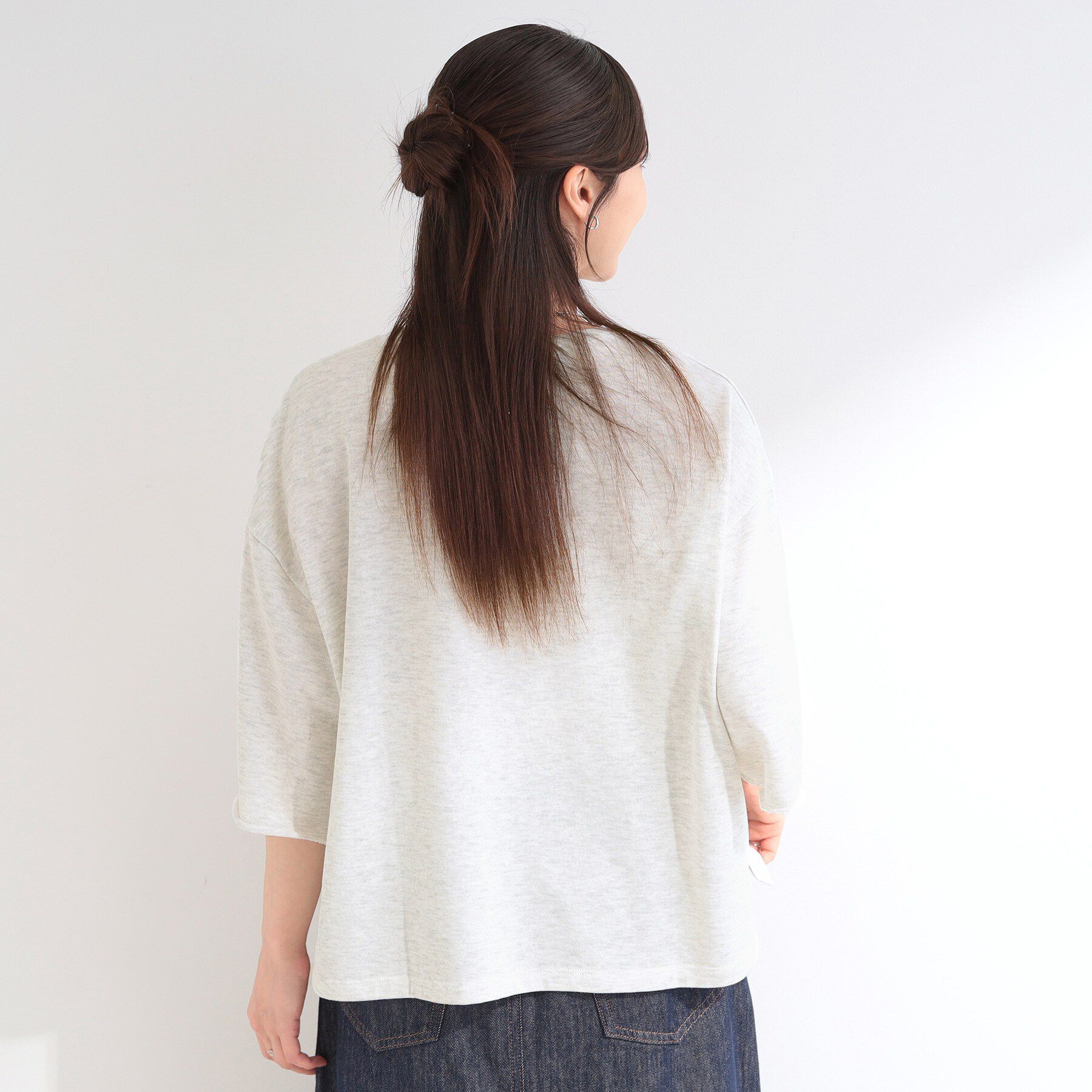 SHOO･LA･RUE「【洗濯機可/S-LL/選べる6柄】切りっぱなしお袖がこなれカジュアル 5分袖シアーTシャツ」|Tシャツ・カットソー|