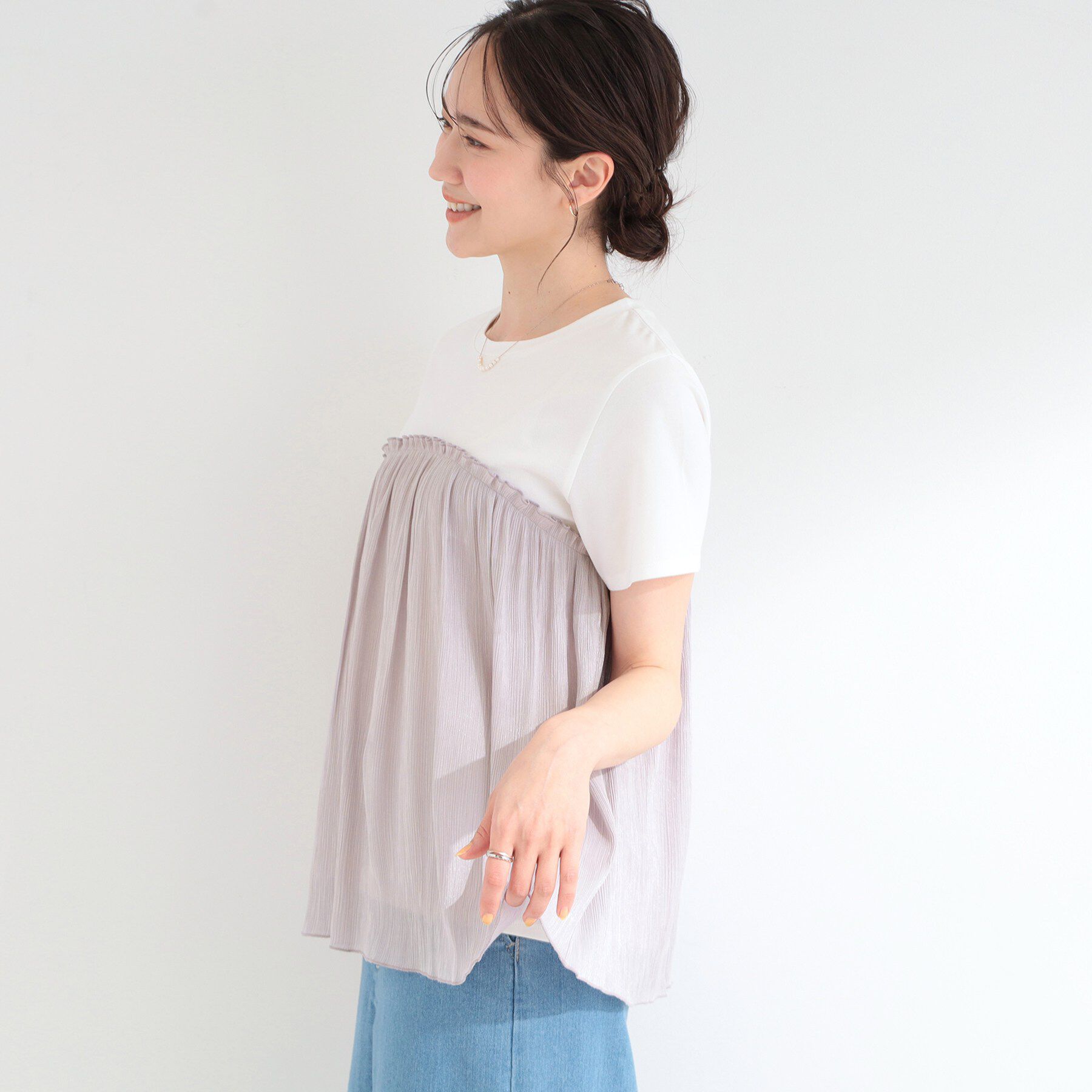 SHOO･LA･RUE「【ひんやり】1枚でインせず決まる きらきらビスチェ風Tシャツ」|Tシャツ・カットソー|
