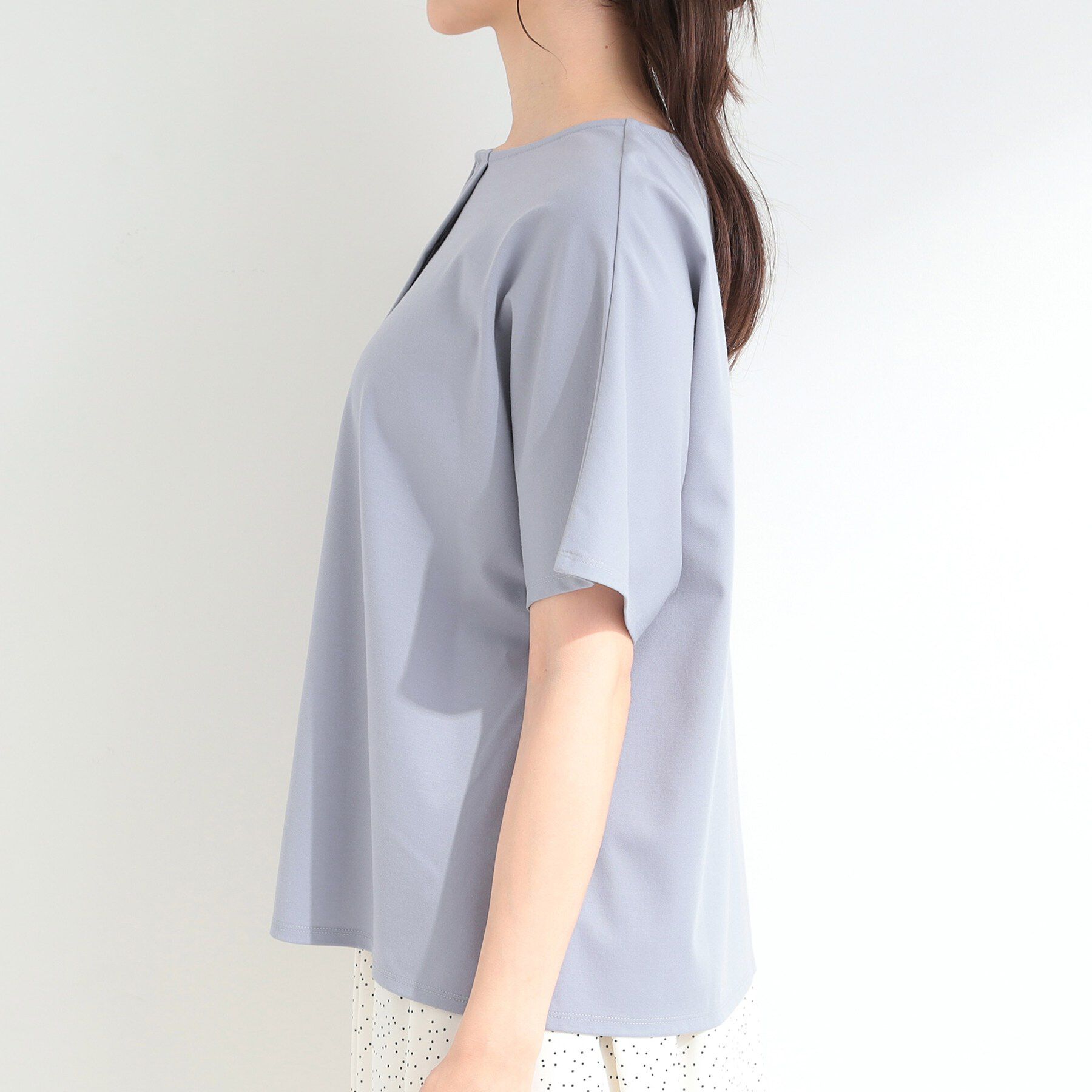 SHOO･LA･RUE「【ひんやり／UV／通勤】洗濯後しわになりにくい メタルポイントスキッパートップス」|シャツ・ブラウス|