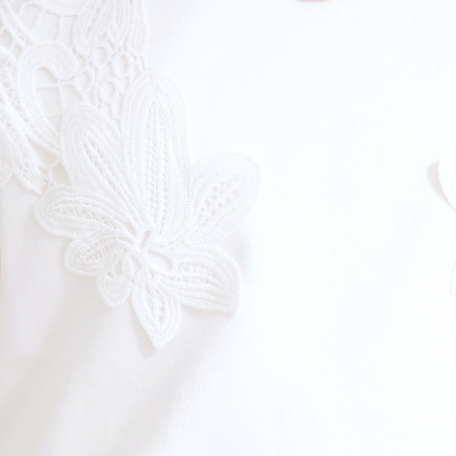 SHOO･LA･RUE「【ひんやり/S-LL/洗濯機可】女性らしさ溢れるモチーフレース スムースTシャツ」|Tシャツ・カットソー|