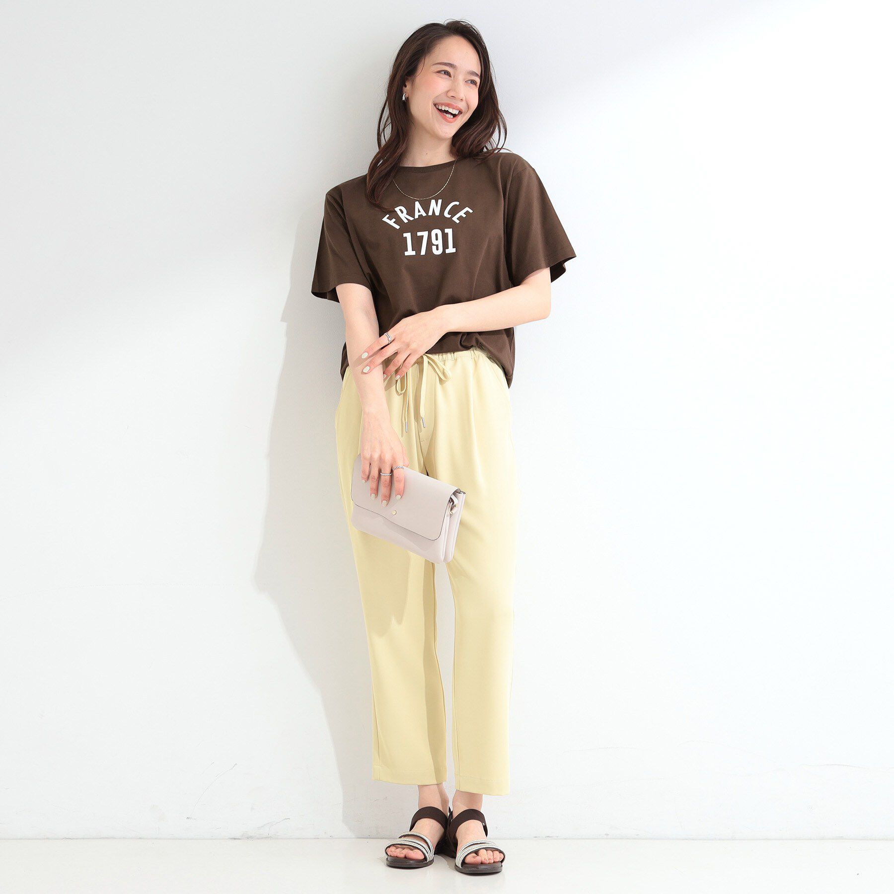 SHOO･LA･RUE「【ひんやり/洗濯機可/S-LL】夏に快適サラサラ感 大人のひんやりプリントTシャツ」|Tシャツ・カットソー|