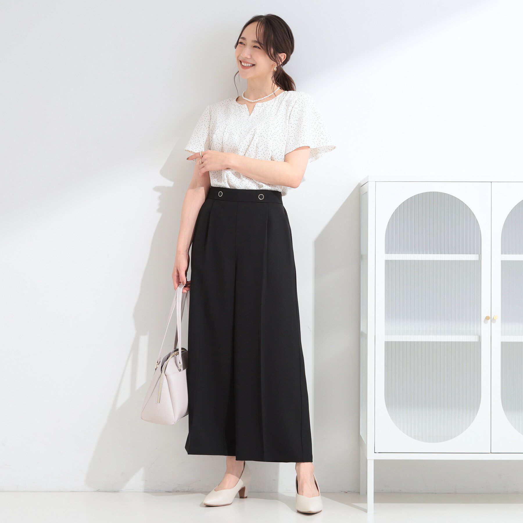 SHOO･LA･RUE「【ひんやり/着丈選べる/洗濯後しわになりにくい/S-LL】大人の上品シルエット センタープレスタック」|その他|