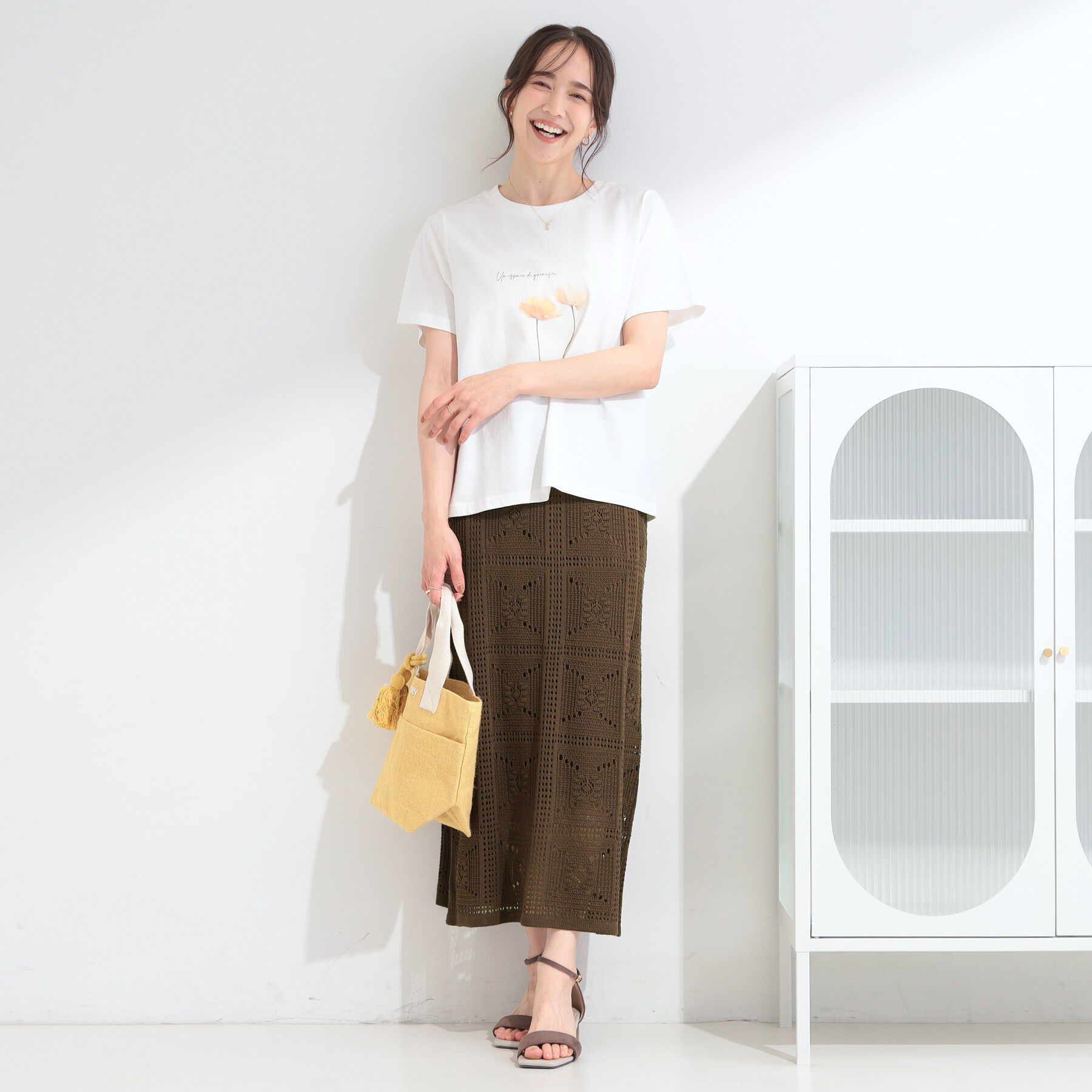 SHOO･LA･RUE「【洗濯機可】クロシェ編みが華やか ニットナロースカート」|スカート|