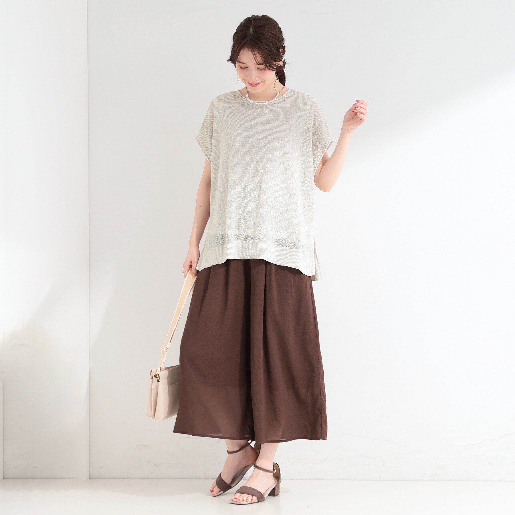 SHOO･LA･RUE「【2点セット/前後2WAY/洗濯機可/S-LL】体型カバーも叶う ラメ畦ニット+タンクトップ」|その他|