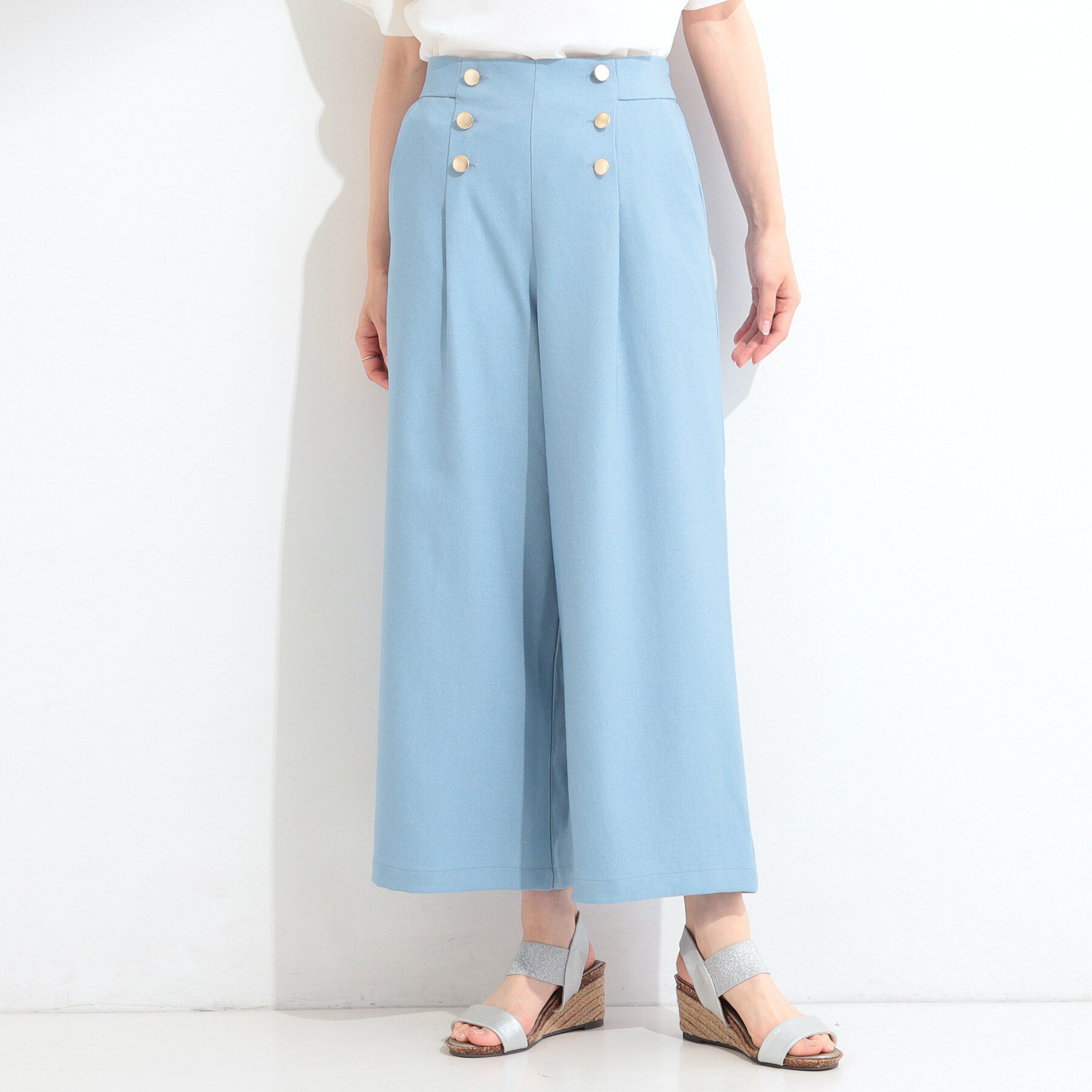 SHOO･LA･RUE「【S-LL/洗濯機可】金ボタンが上品 デニム調マリンパンツ」|その他|