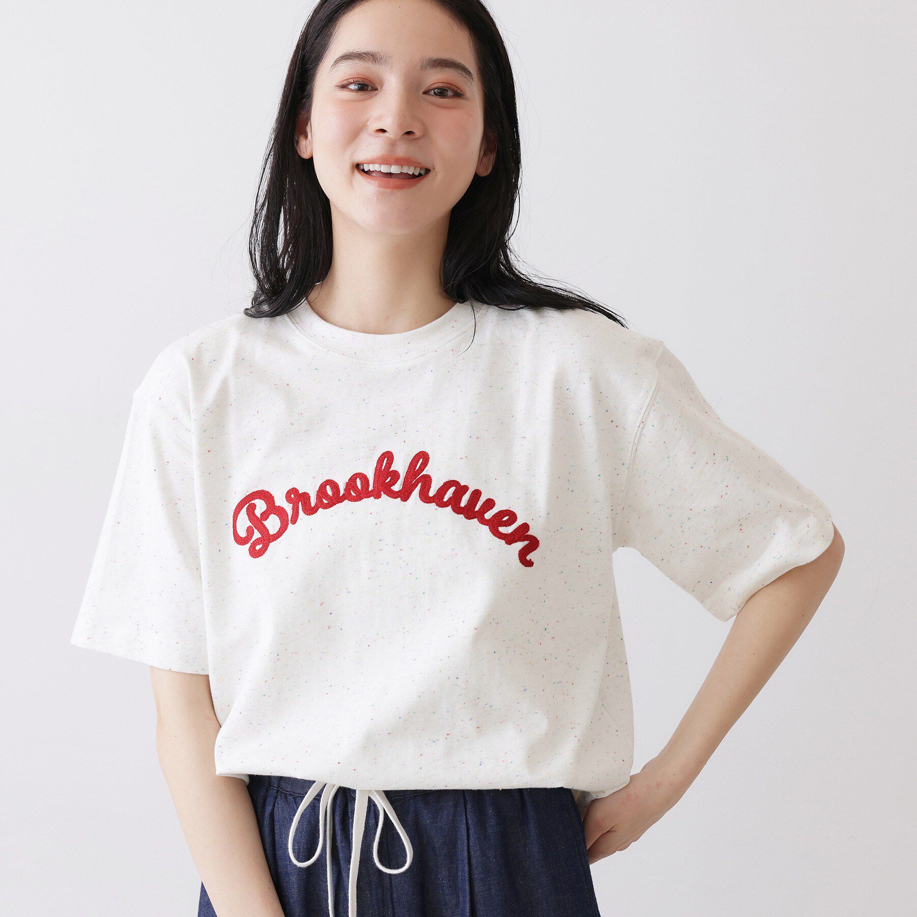 Dessin「【ユニセックス/洗える】ネップロゴ刺繍Tシャツ」|Tシャツ・カットソー|