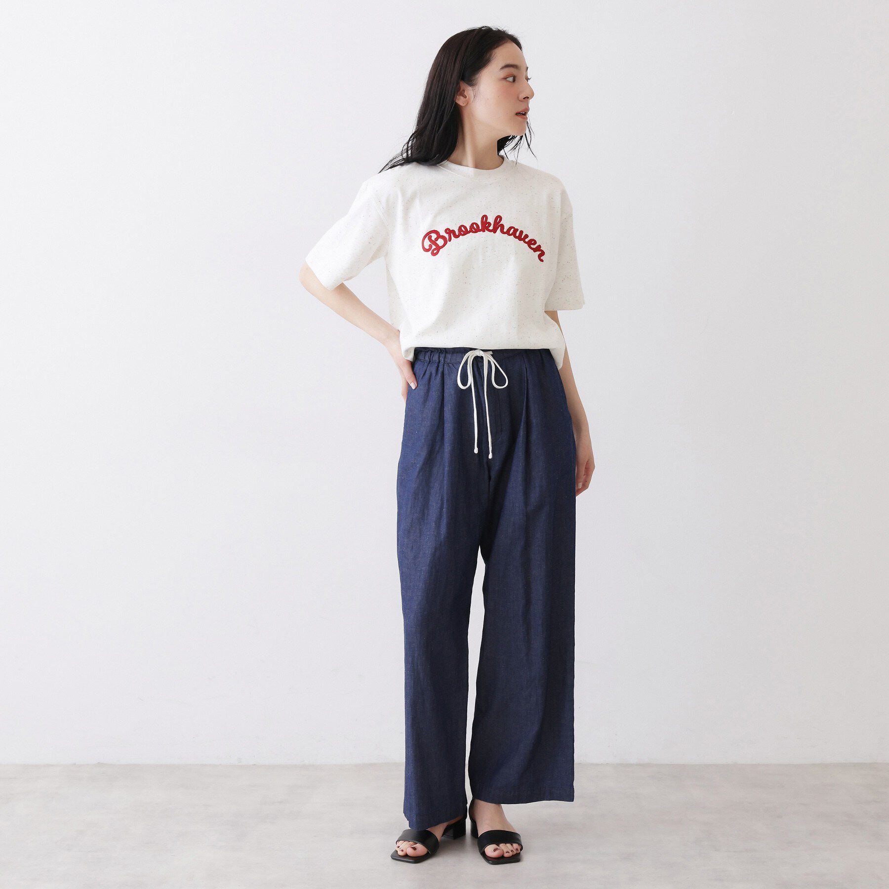 Dessin「【ユニセックス/洗える】ネップロゴ刺繍Tシャツ」|Tシャツ・カットソー|