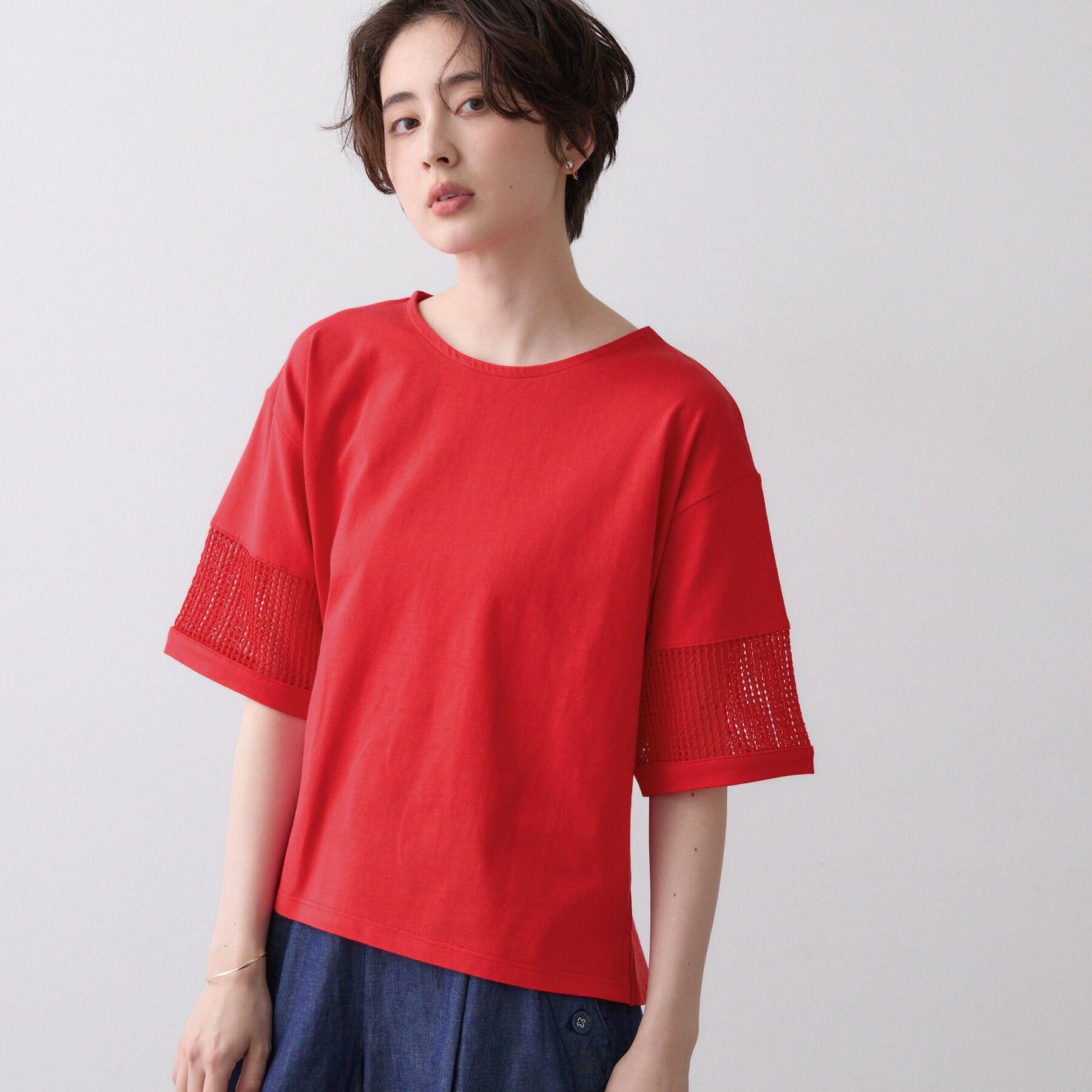 Dessin「【接触冷感】メッシュレーススリーブプルオーバー」|Tシャツ・カットソー|