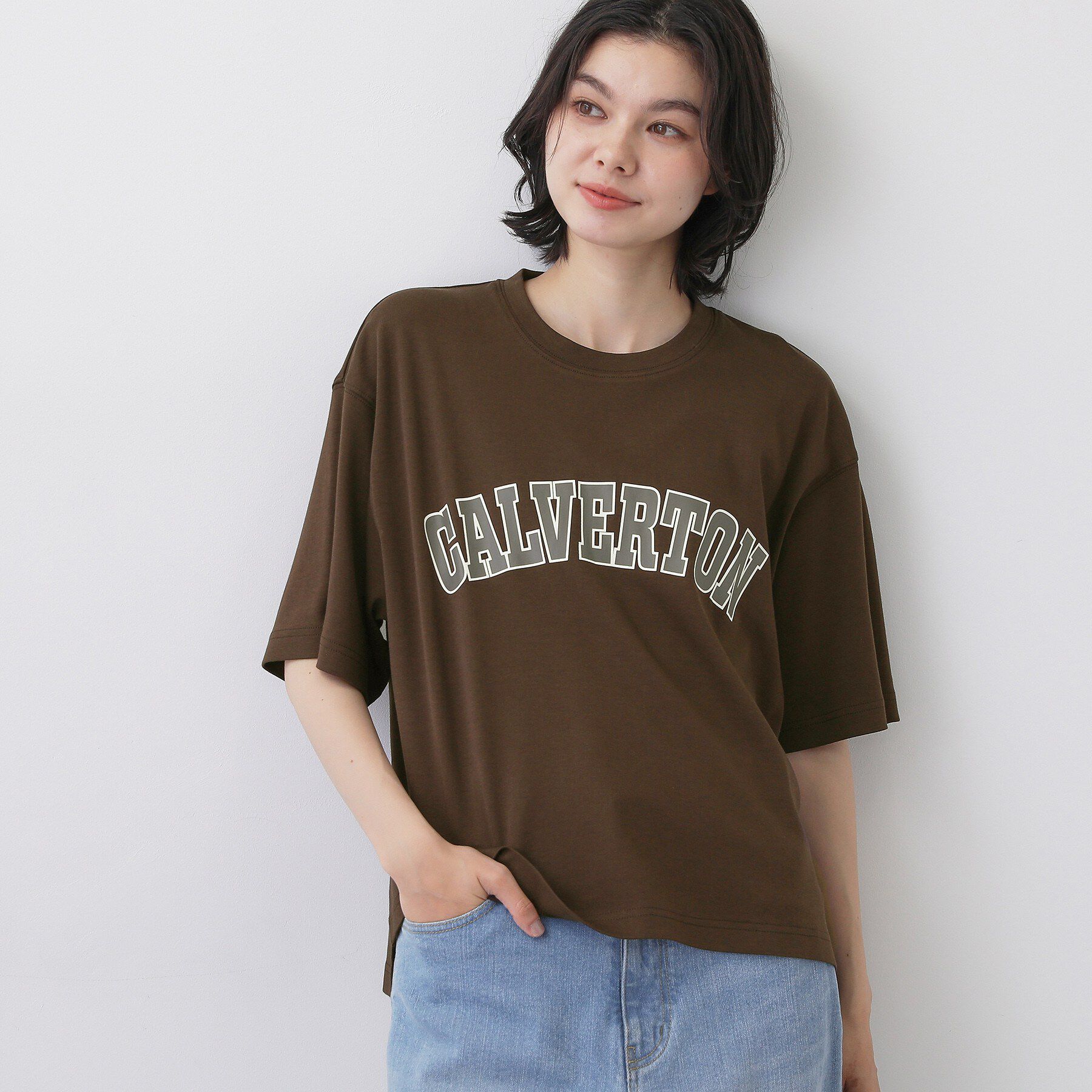 Dessin「【撥水加工】ロゴプリントTシャツ」|Tシャツ・カットソー|ブラウン(044)