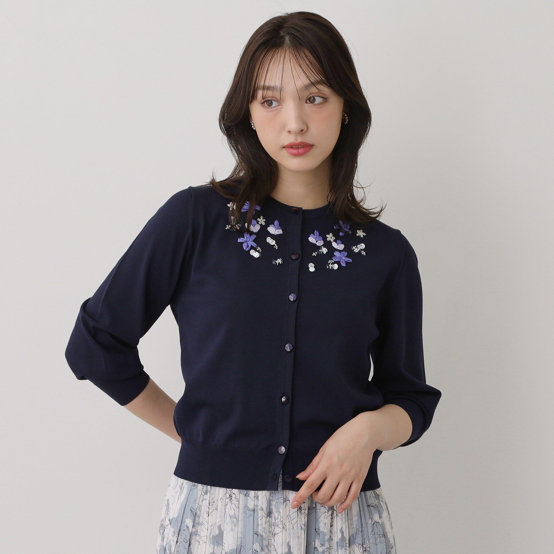 SunaUna「【SS～Lサイズ展開／スパンコール・ビジュー・刺繍】クラフトカーディガン」|カーディガン|