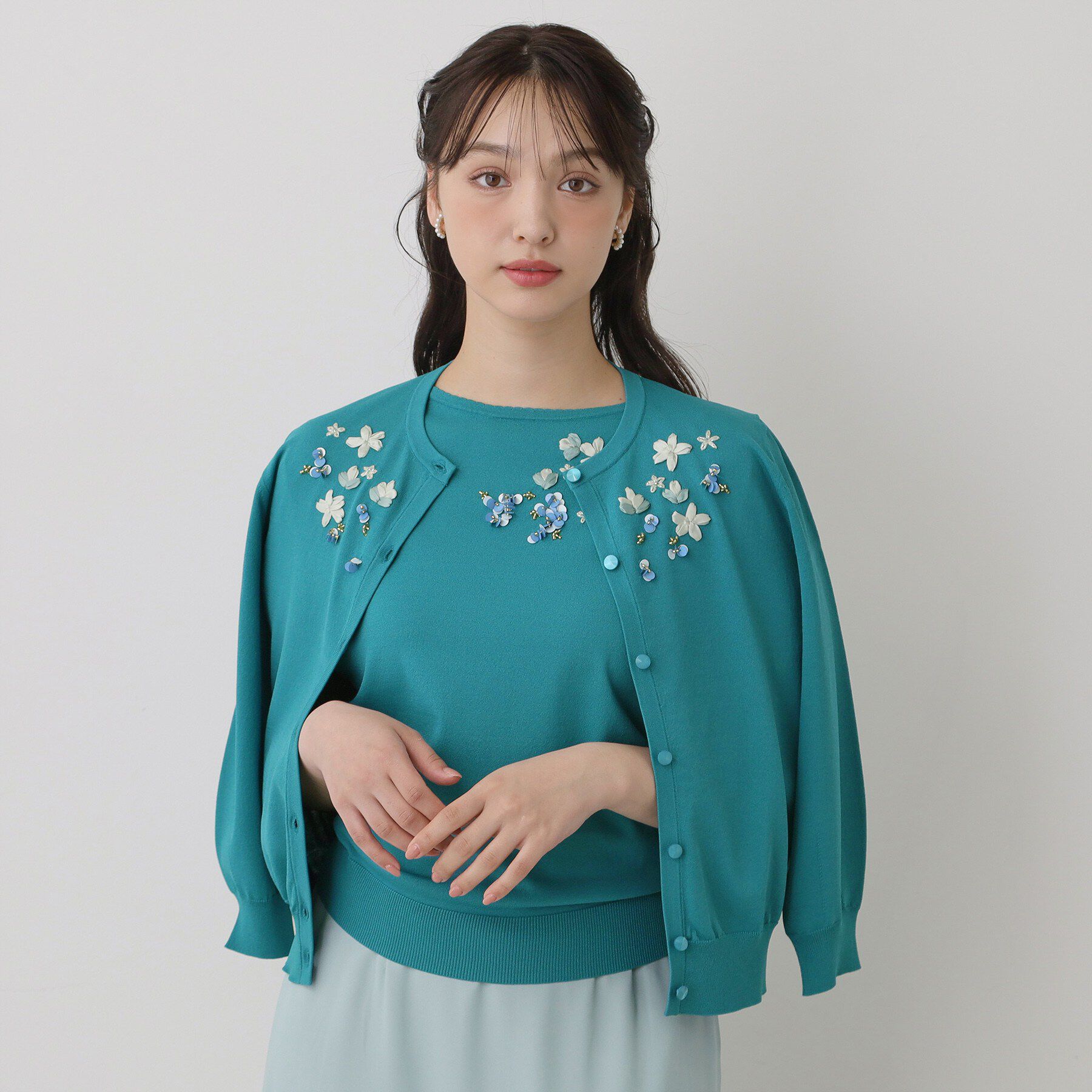 SunaUna「【SS～Lサイズ展開／スパンコール・ビジュー・刺繍】クラフトカーディガン」|カーディガン|