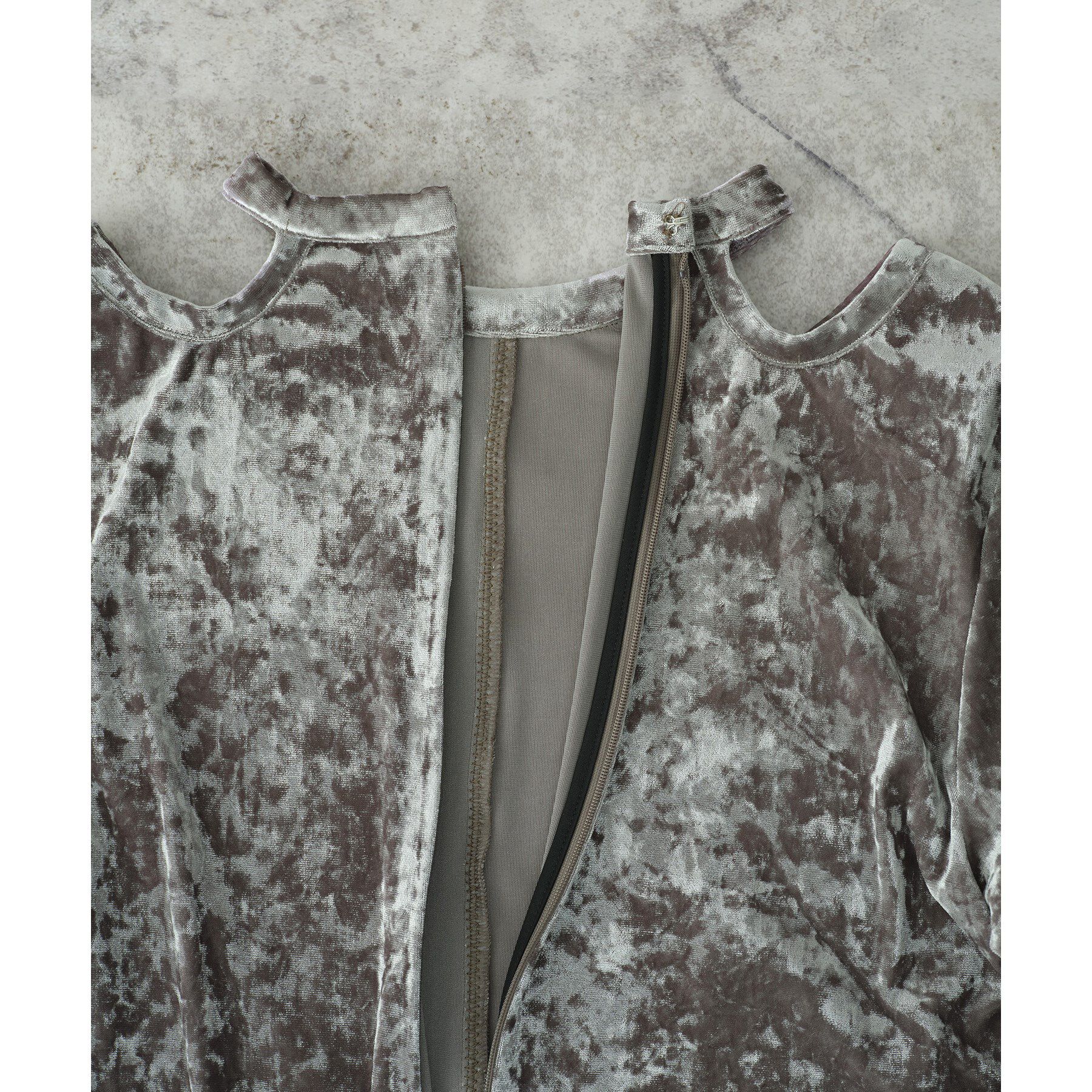 CODE A「【Re】neck point velour dress」|ワンピース|
