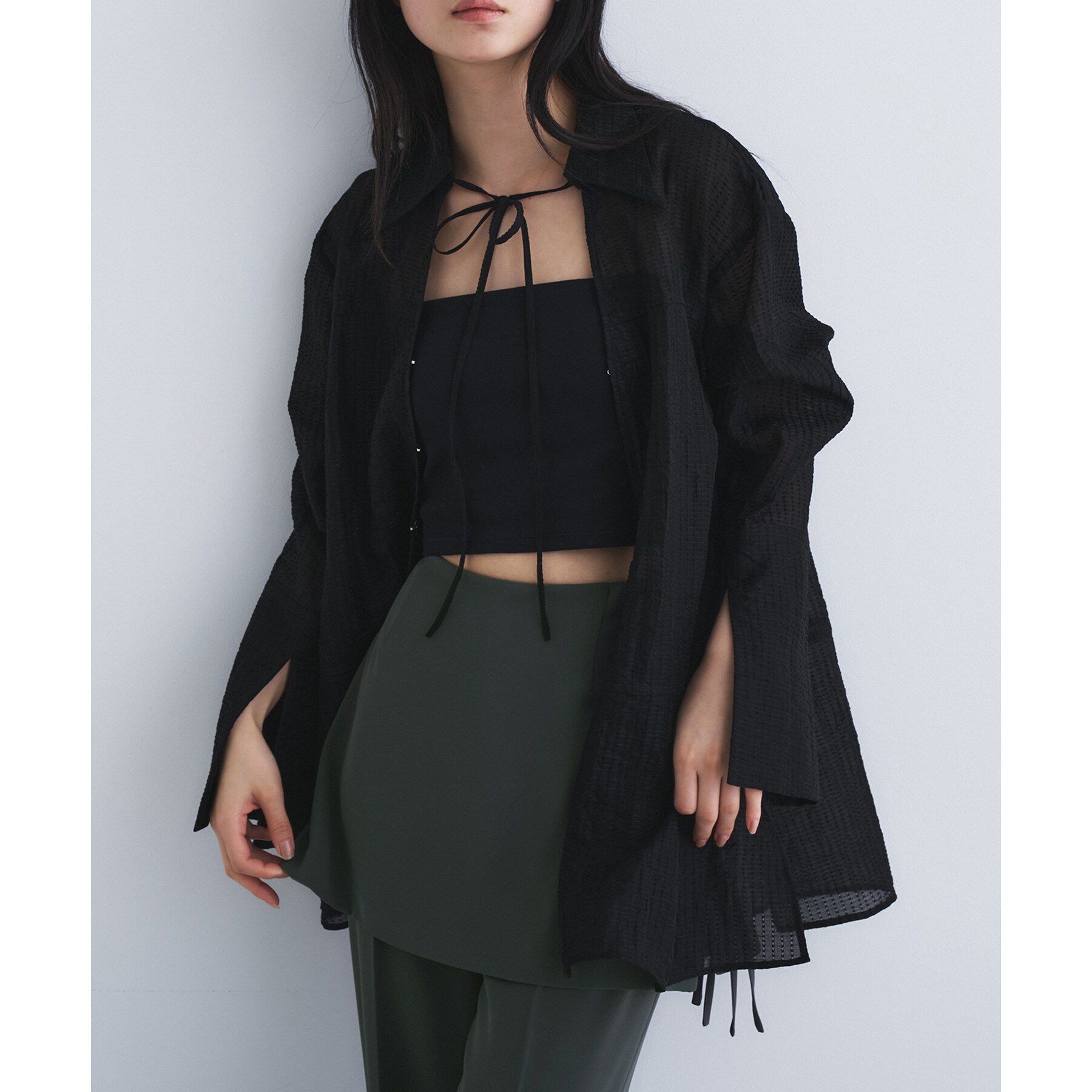 CODE A「point neck ribbon shirts」|シャツ・ブラウス|