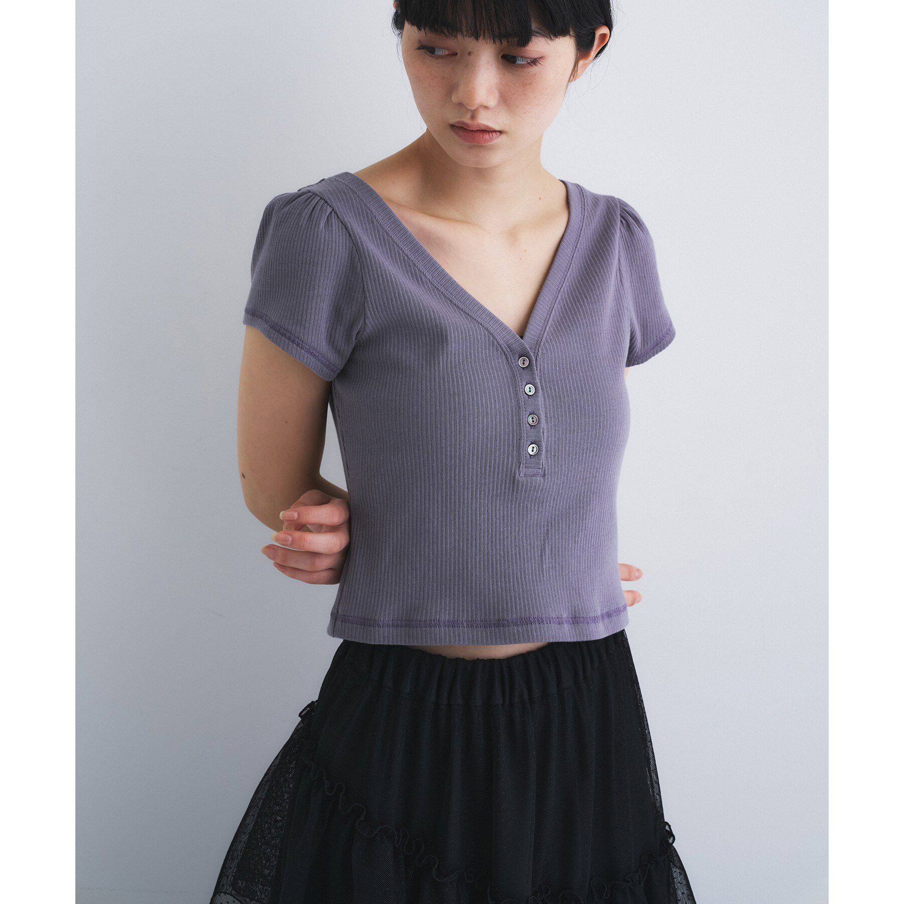 CODE A「M everyday rib button tee」|Tシャツ・カットソー|