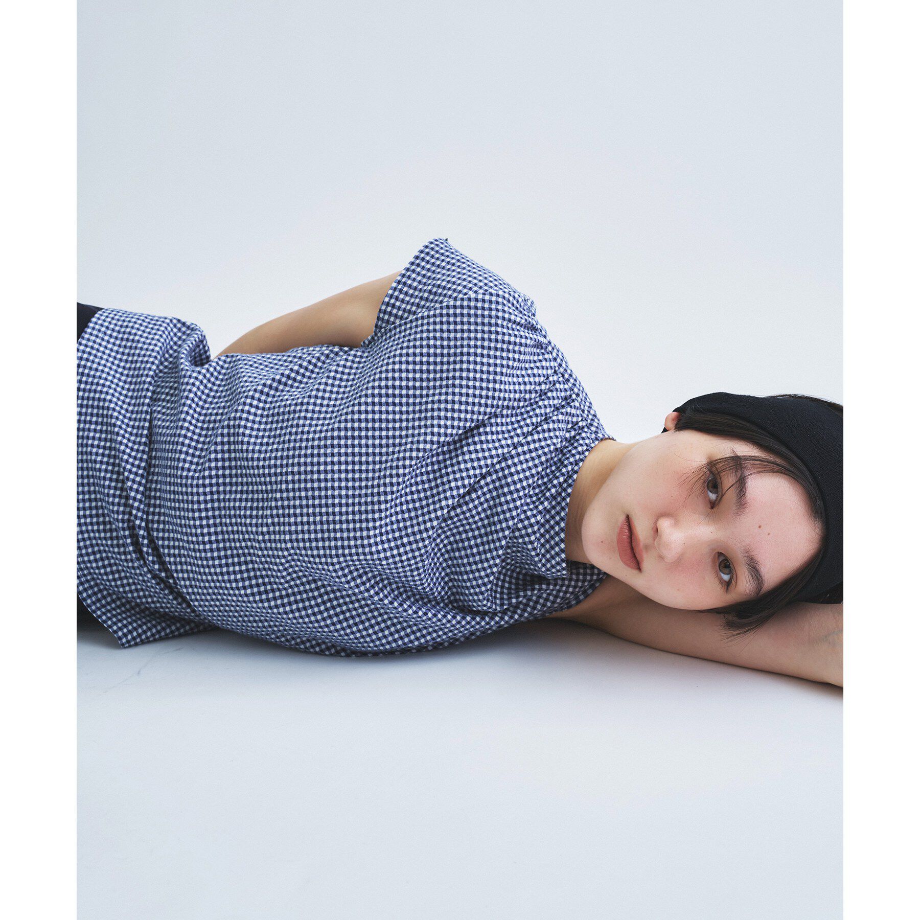 CODE A「gingham edge tops」|Tシャツ・カットソー|ネイビー(294)
