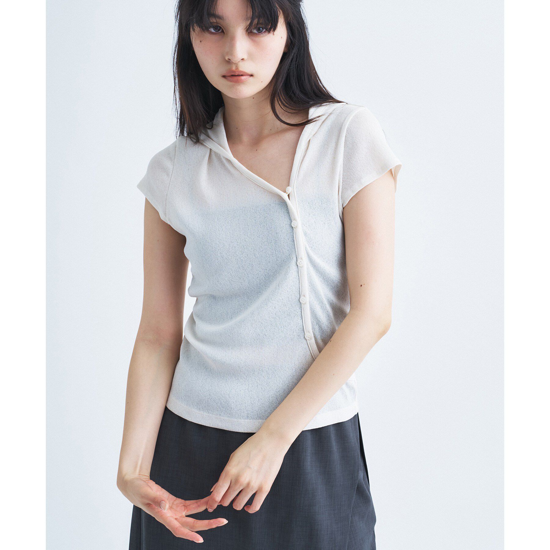 CODE A「soft button hood tee」|Tシャツ・カットソー|オフホワイト(003
