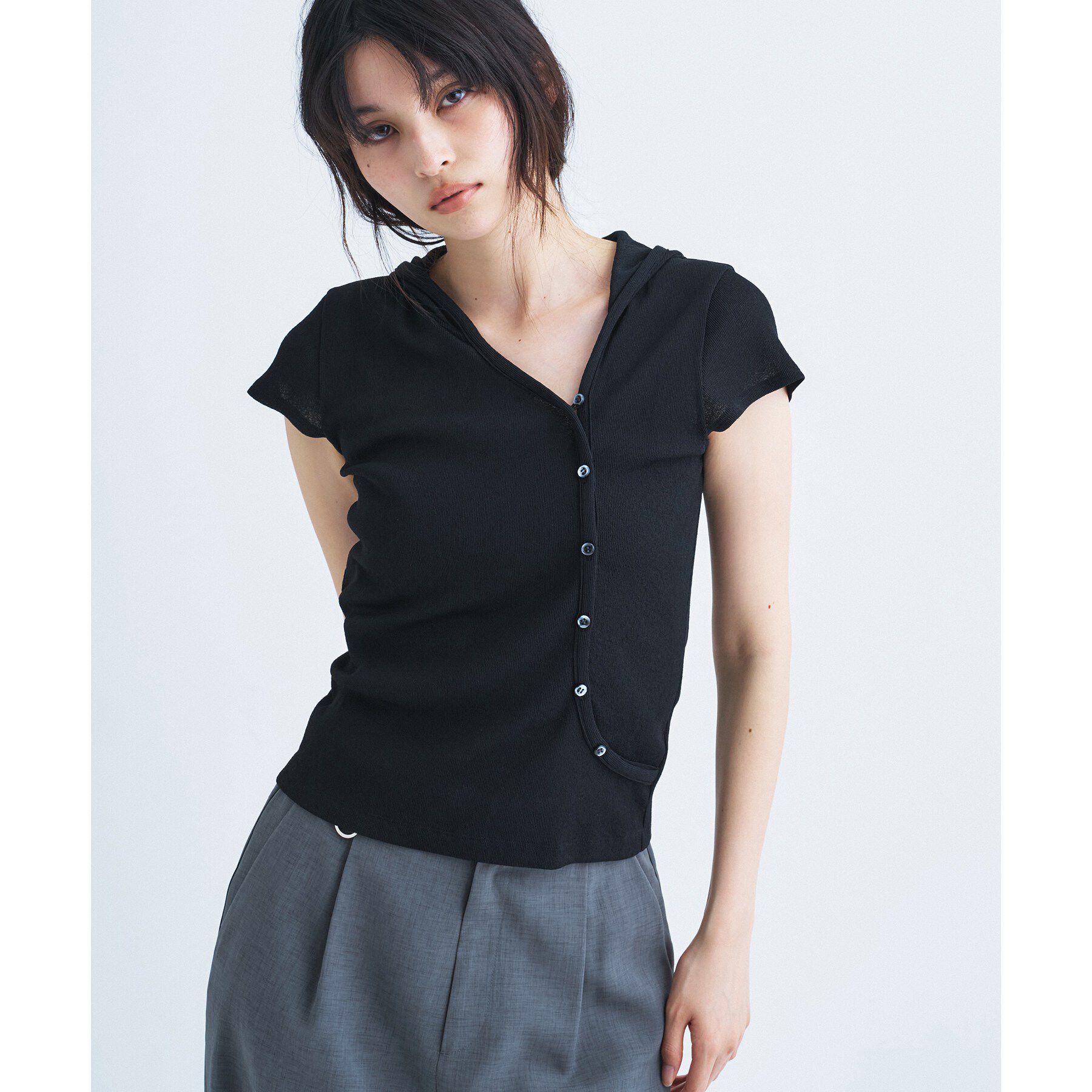 CODE A「soft button hood tee」|Tシャツ・カットソー|