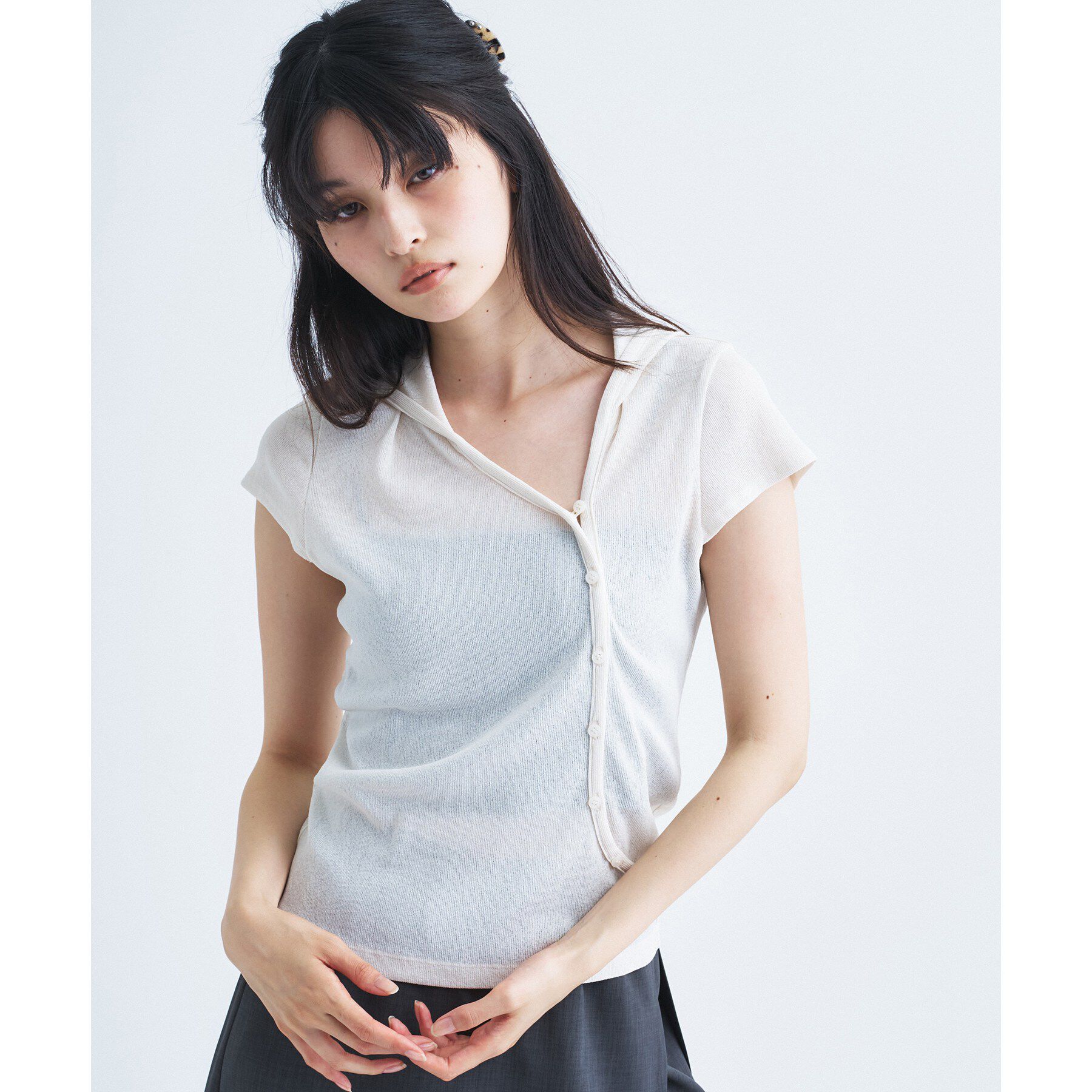 CODE A「soft button hood tee」|Tシャツ・カットソー|