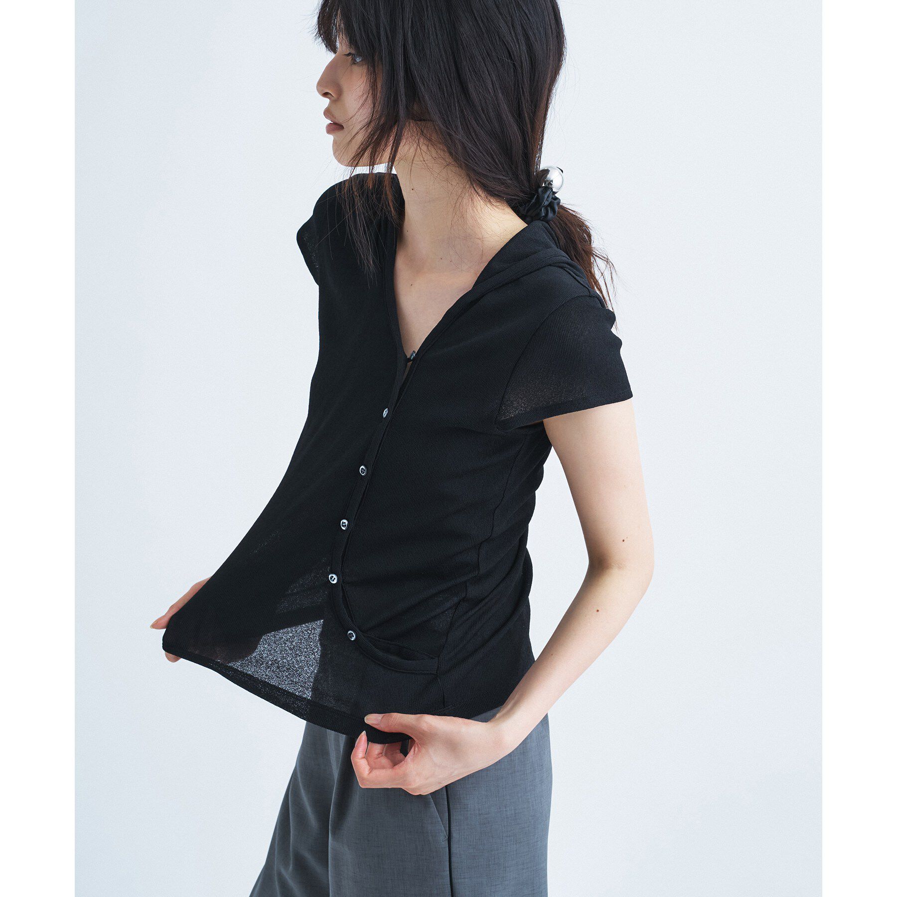 CODE A「soft button hood tee」|Tシャツ・カットソー|