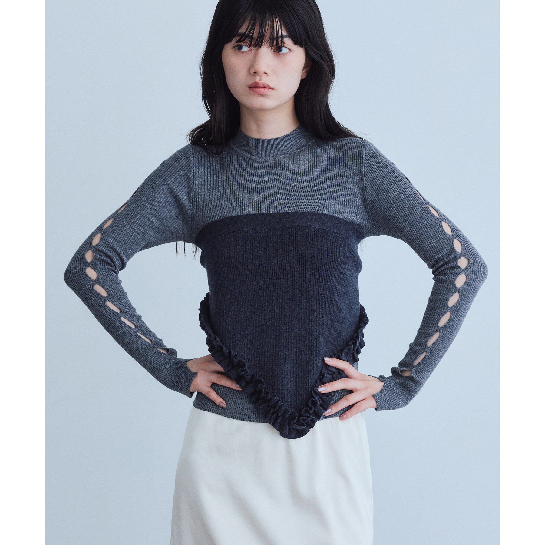 CODE A「cut－out sleeve knit top」|ニット・セーター|
