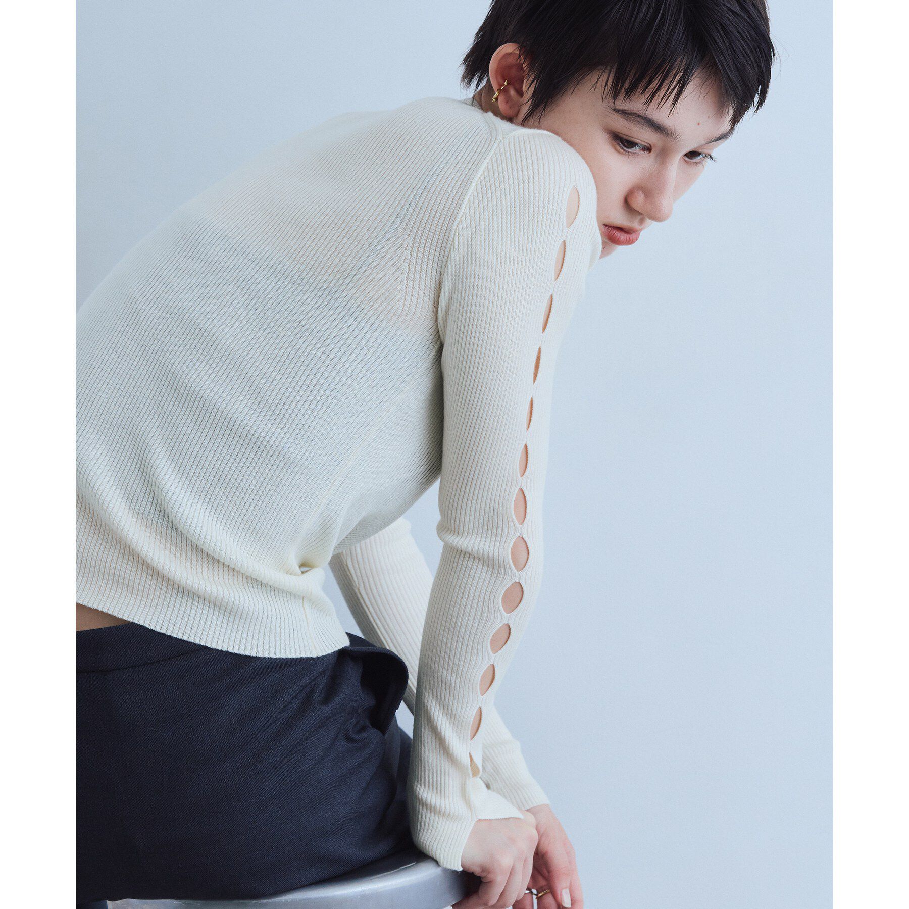 CODE A「cut－out sleeve knit top」|ニット・セーター|