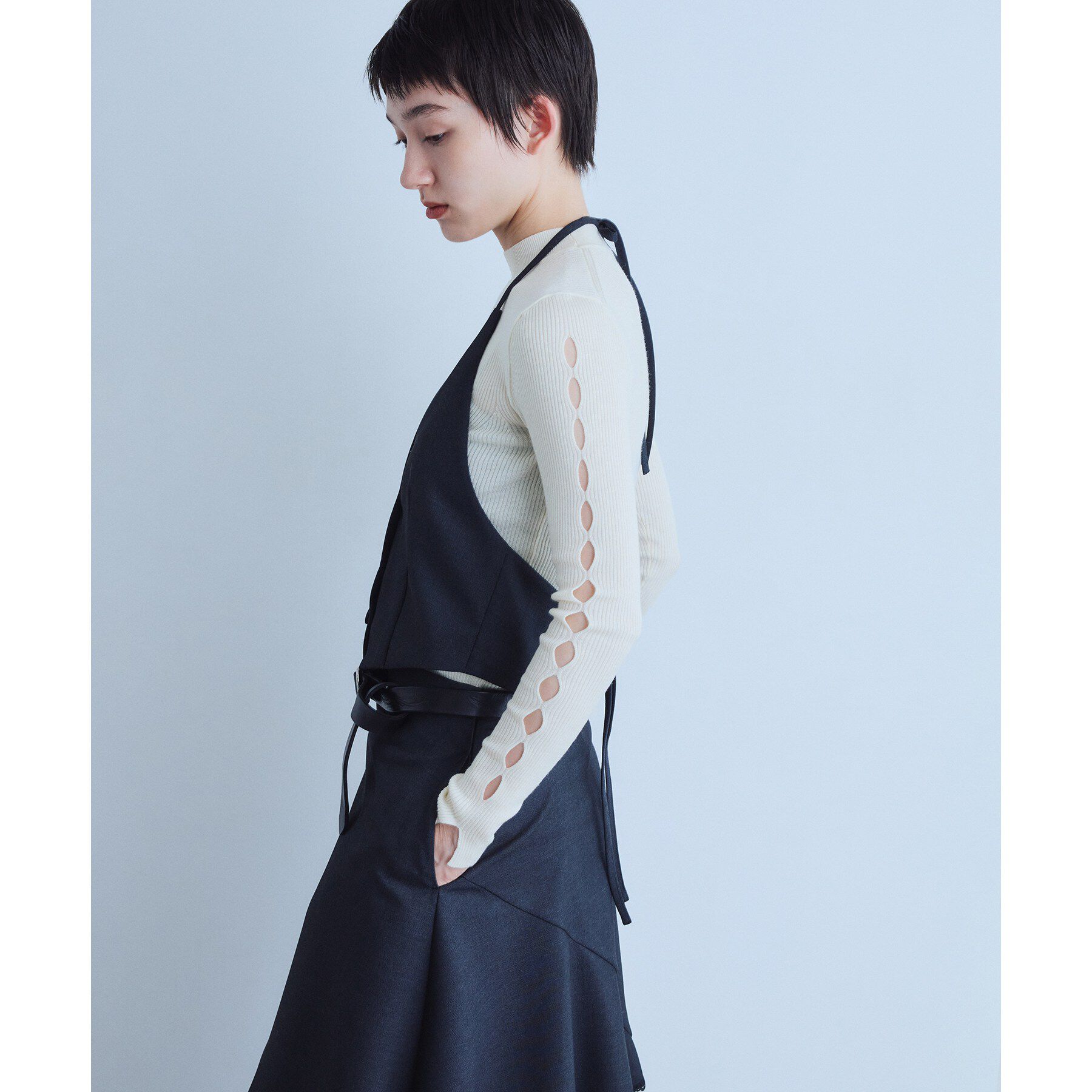 CODE A「cut－out sleeve knit top」|ニット・セーター|