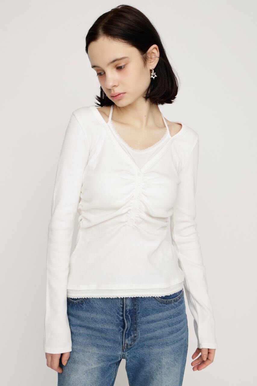 SLY「LAYERED LIKE CUT トップス」|Tシャツ・カットソー|O/WHT1