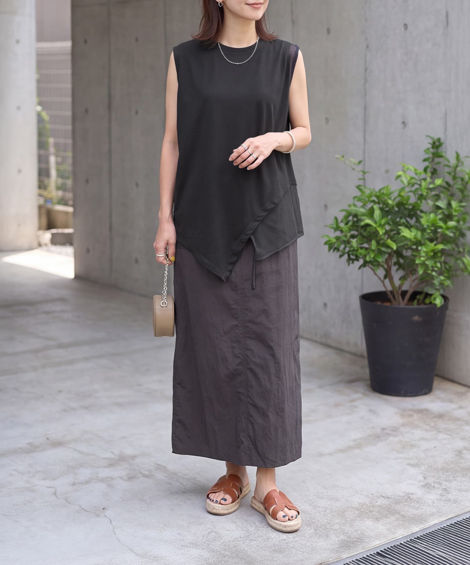 STYLE DELI「【selection】裾メッシュレイヤードノースリカットtops」|タンクトップ|