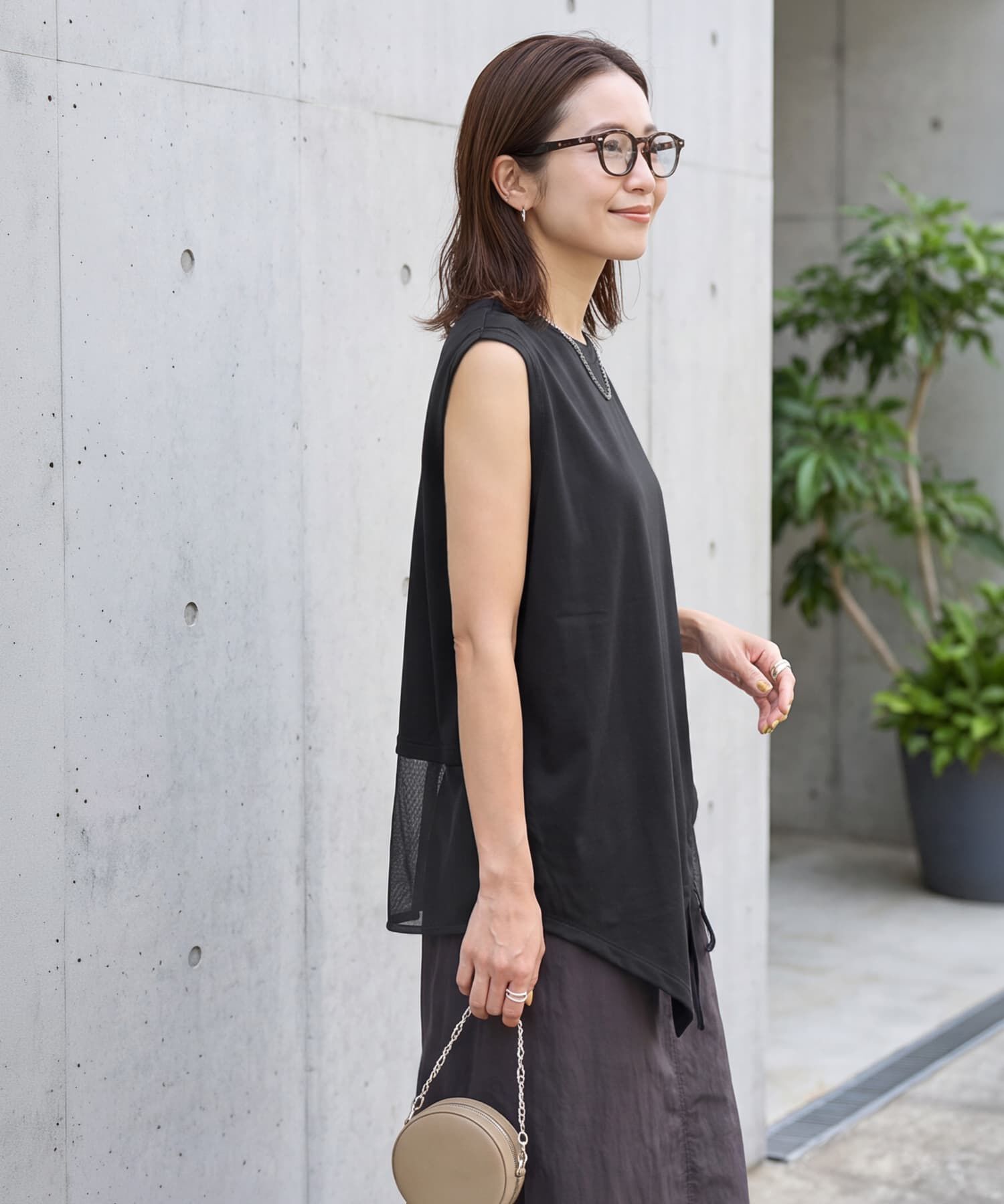 STYLE DELI「【selection】裾メッシュレイヤードノースリカットtops」|タンクトップ|