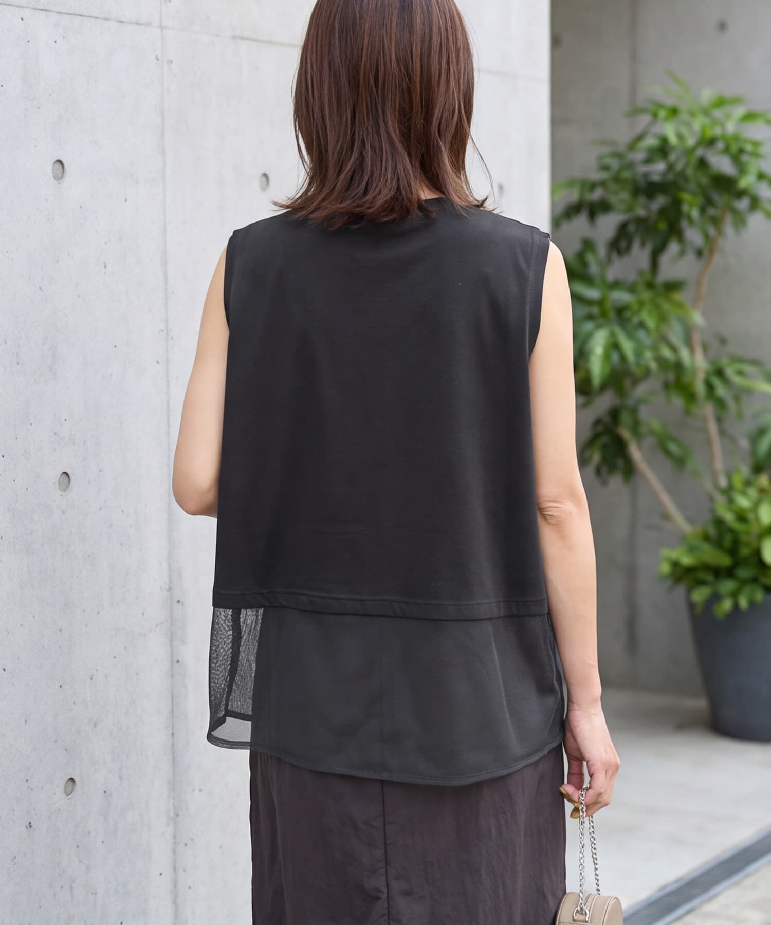 STYLE DELI「【selection】裾メッシュレイヤードノースリカットtops」|タンクトップ|