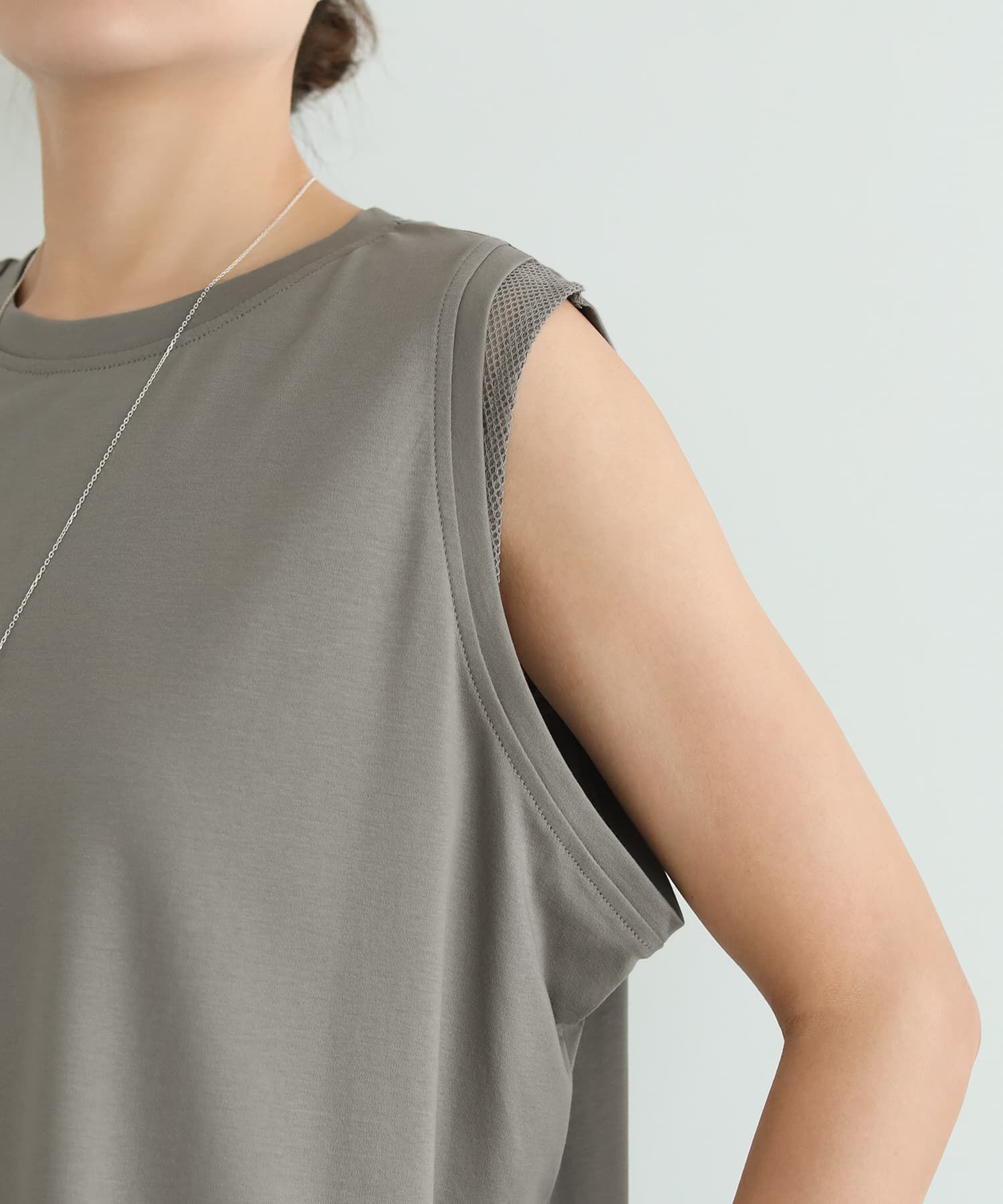 STYLE DELI「【selection】裾メッシュレイヤードノースリカットtops」|タンクトップ|