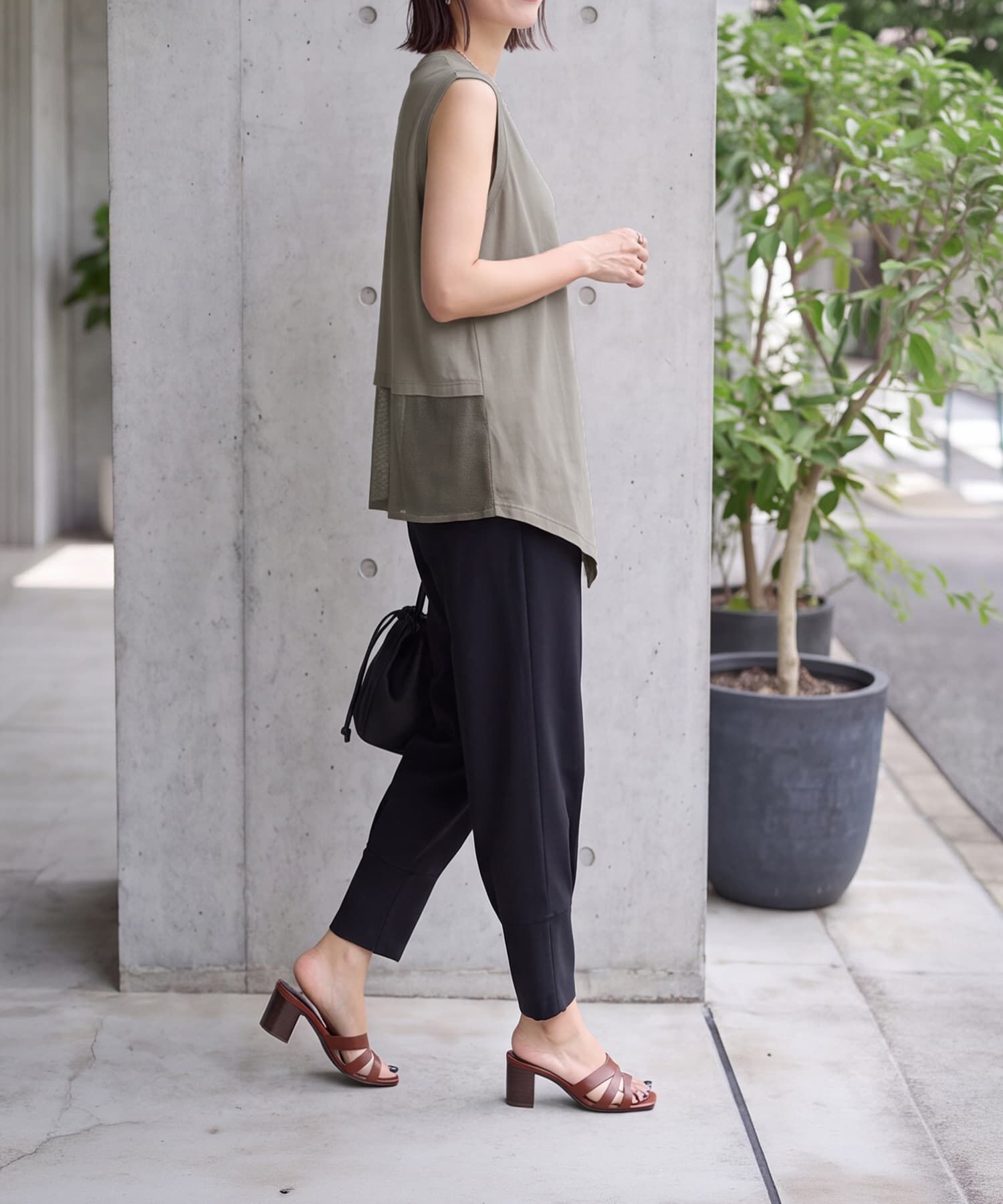 STYLE DELI「【selection】裾メッシュレイヤードノースリカットtops」|タンクトップ|