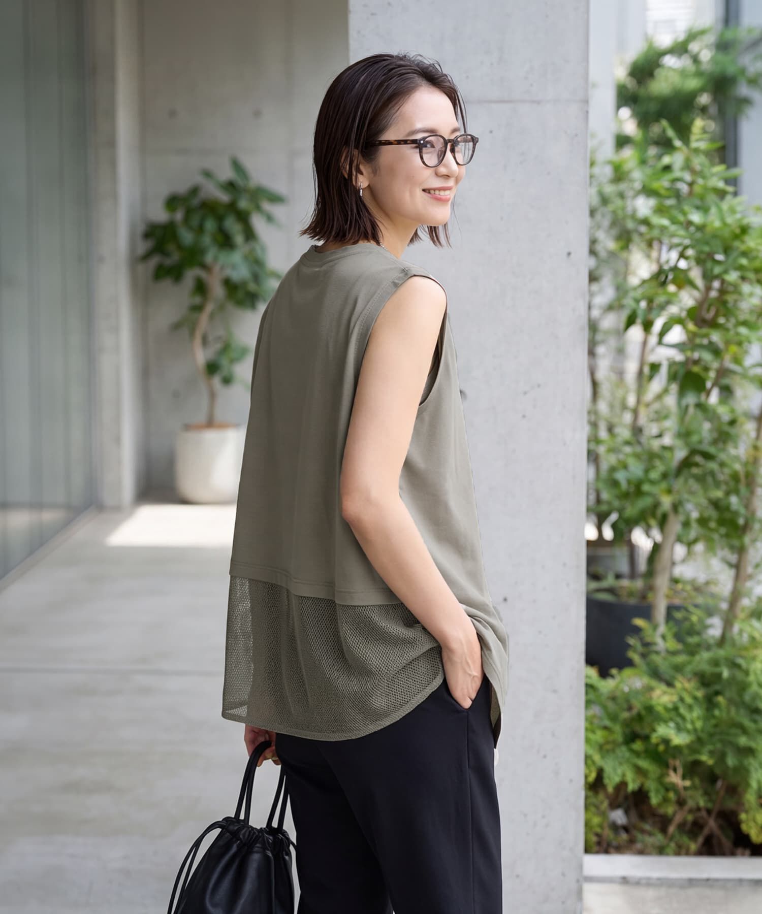 STYLE DELI「【selection】裾メッシュレイヤードノースリカットtops」|タンクトップ|
