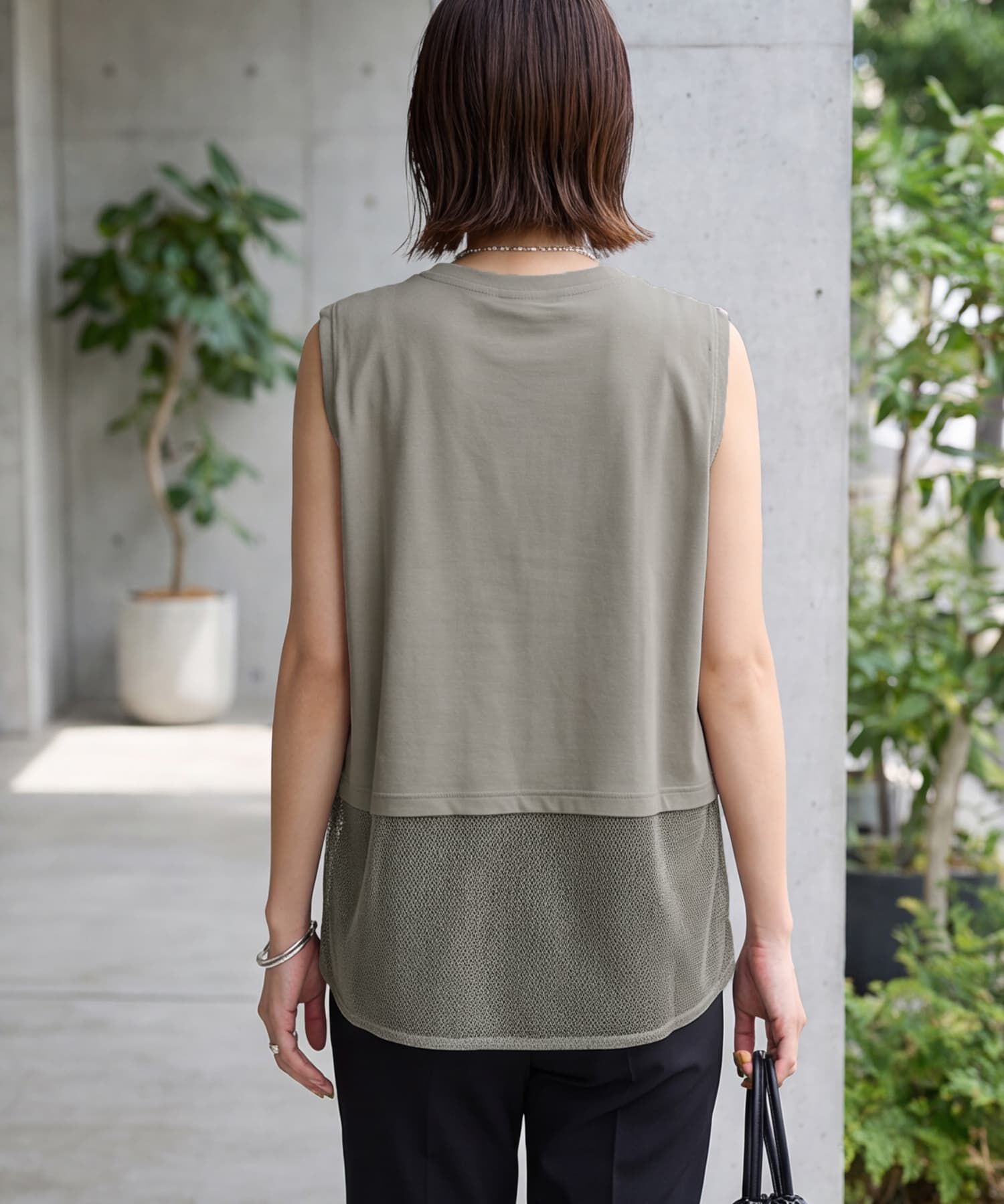 STYLE DELI「【selection】裾メッシュレイヤードノースリカットtops」|タンクトップ|